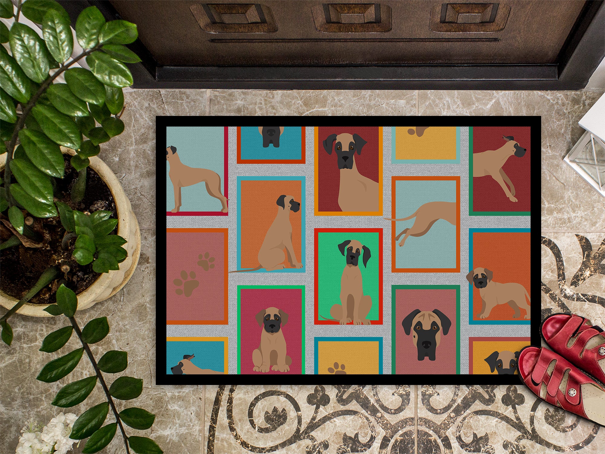 Lots of Fawn Great Dane Indoor or Outdoor Mat 24x36 - the-store.com