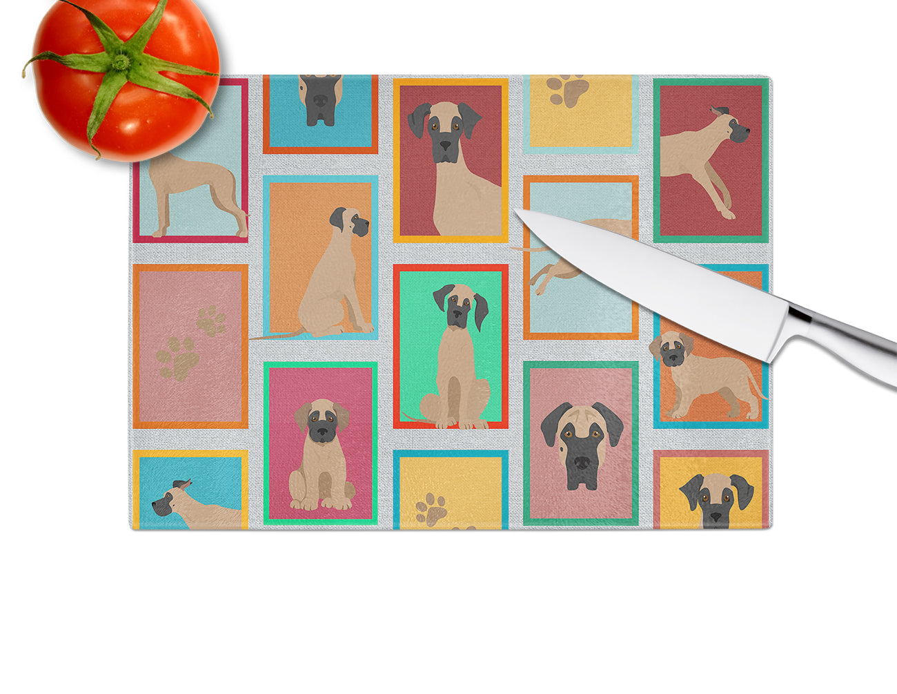 Lots of Fawn Great Dane Glass Cutting Board Large - the-store.com