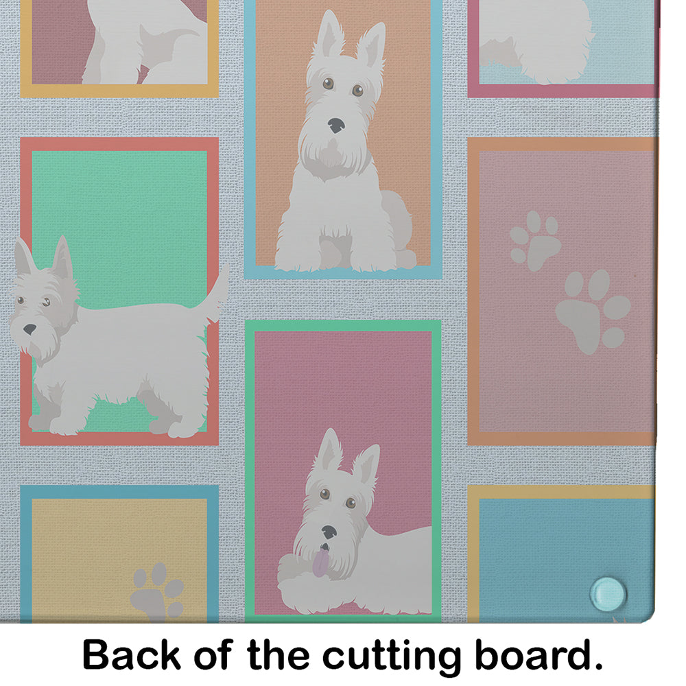Lots of Wheaten Scottish Terrier Glass Cutting Board Large - the-store.com