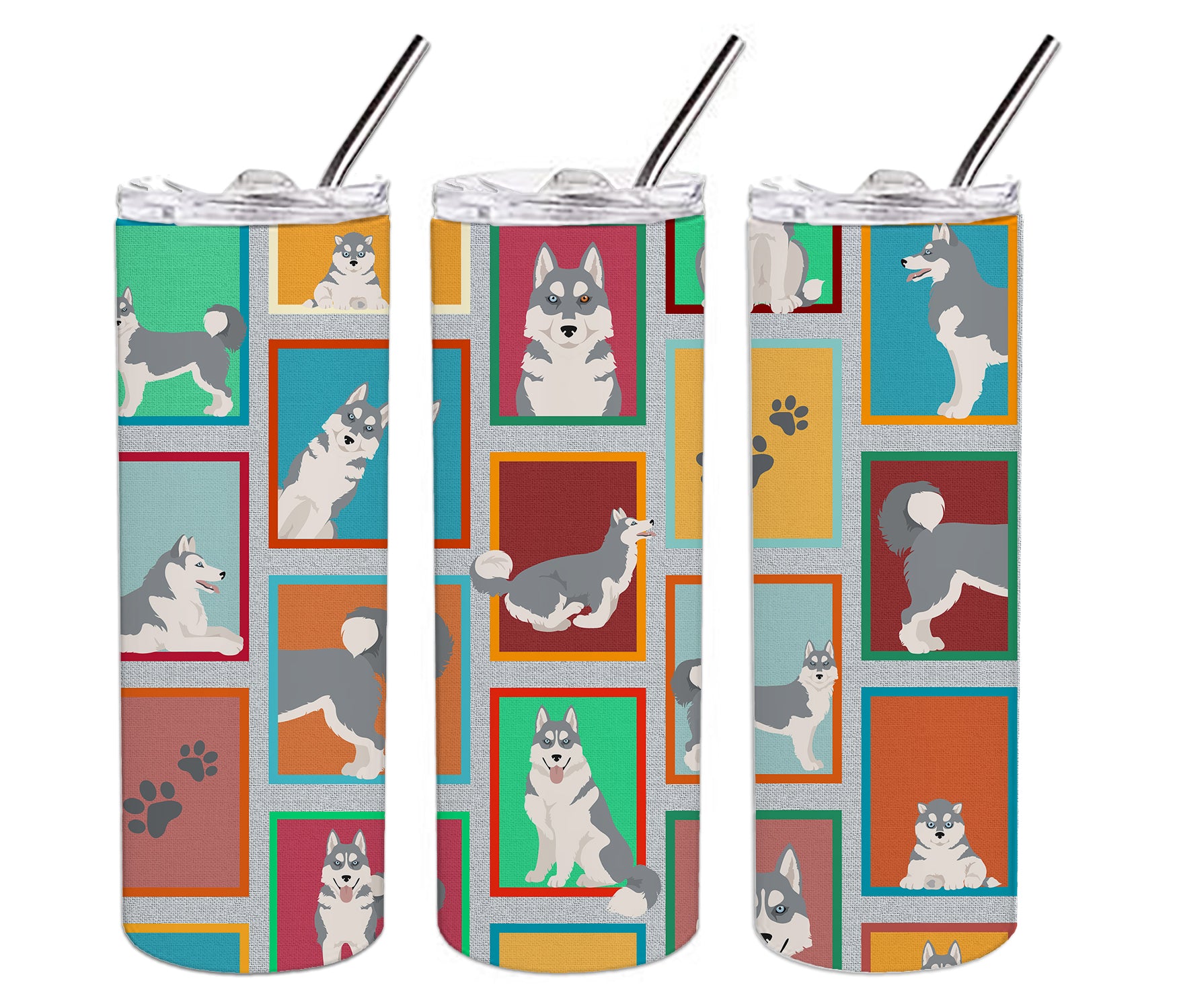 Lots of Grey Siberian Husky Stainless Steel 20 oz Skinny Tumbler - the-store.com