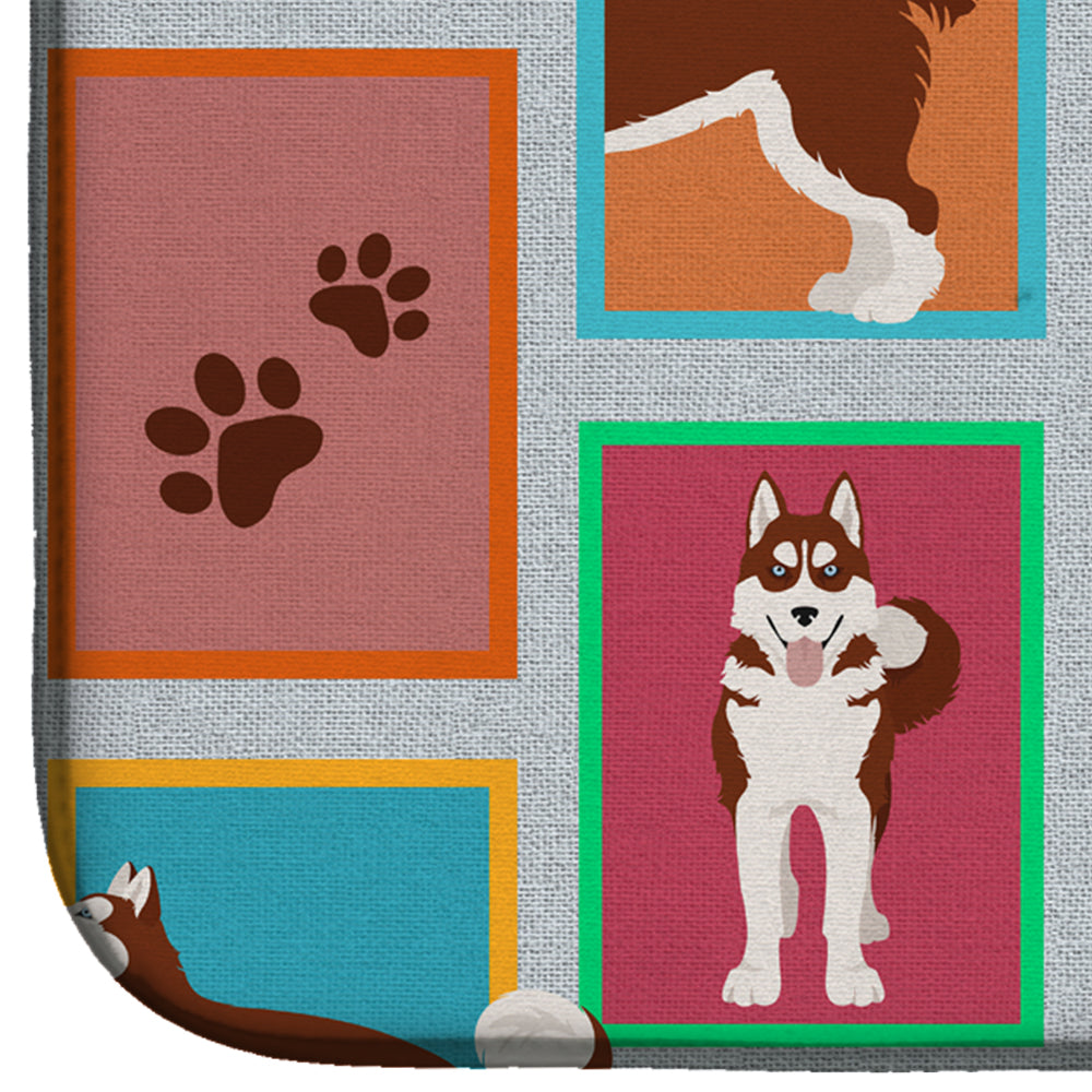 Lots of Red Siberian Husky Dish Drying Mat  the-store.com.