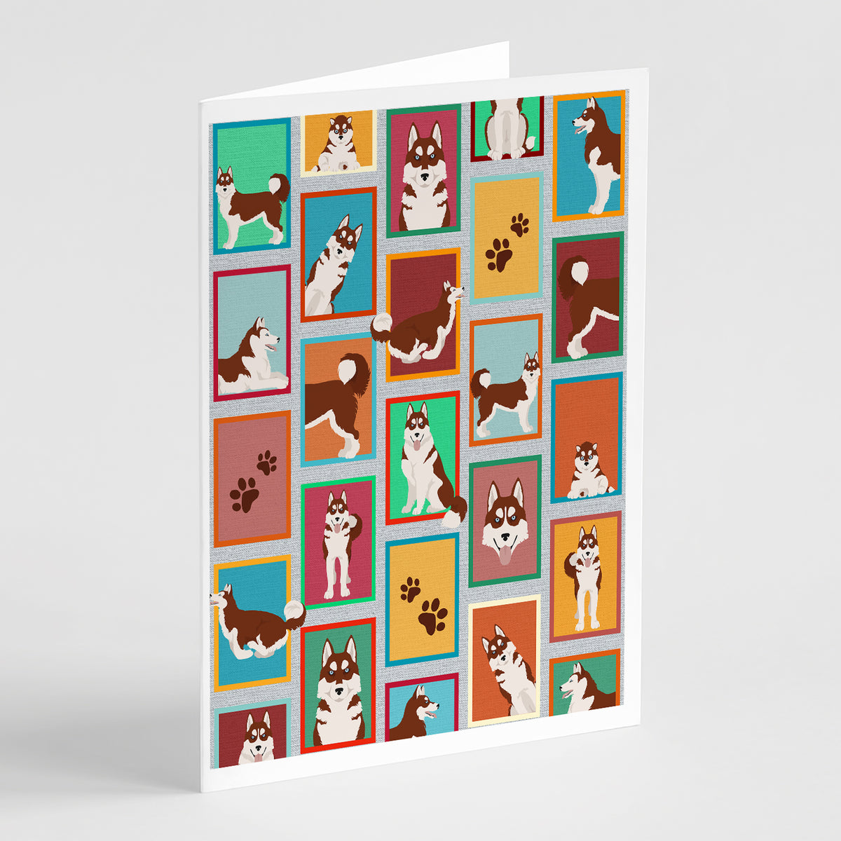 Buy this Lots of Red Siberian Husky Greeting Cards and Envelopes Pack of 8