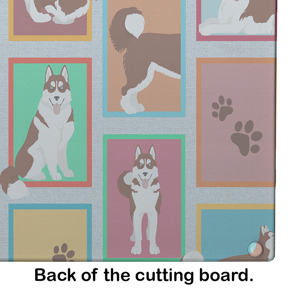 Lots of Red Siberian Husky Glass Cutting Board Large - the-store.com