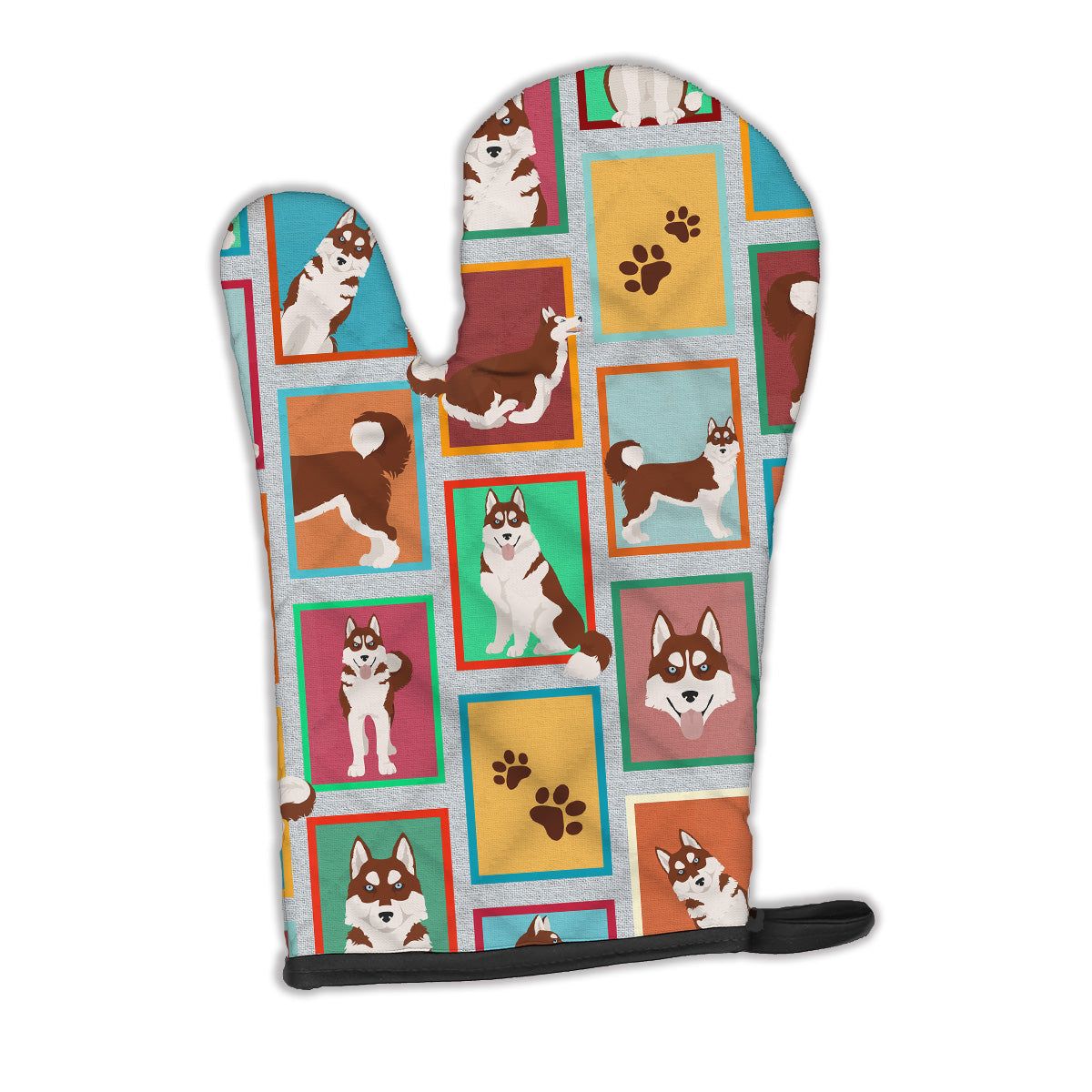 Lots of Red Siberian Husky Oven Mitt  the-store.com.
