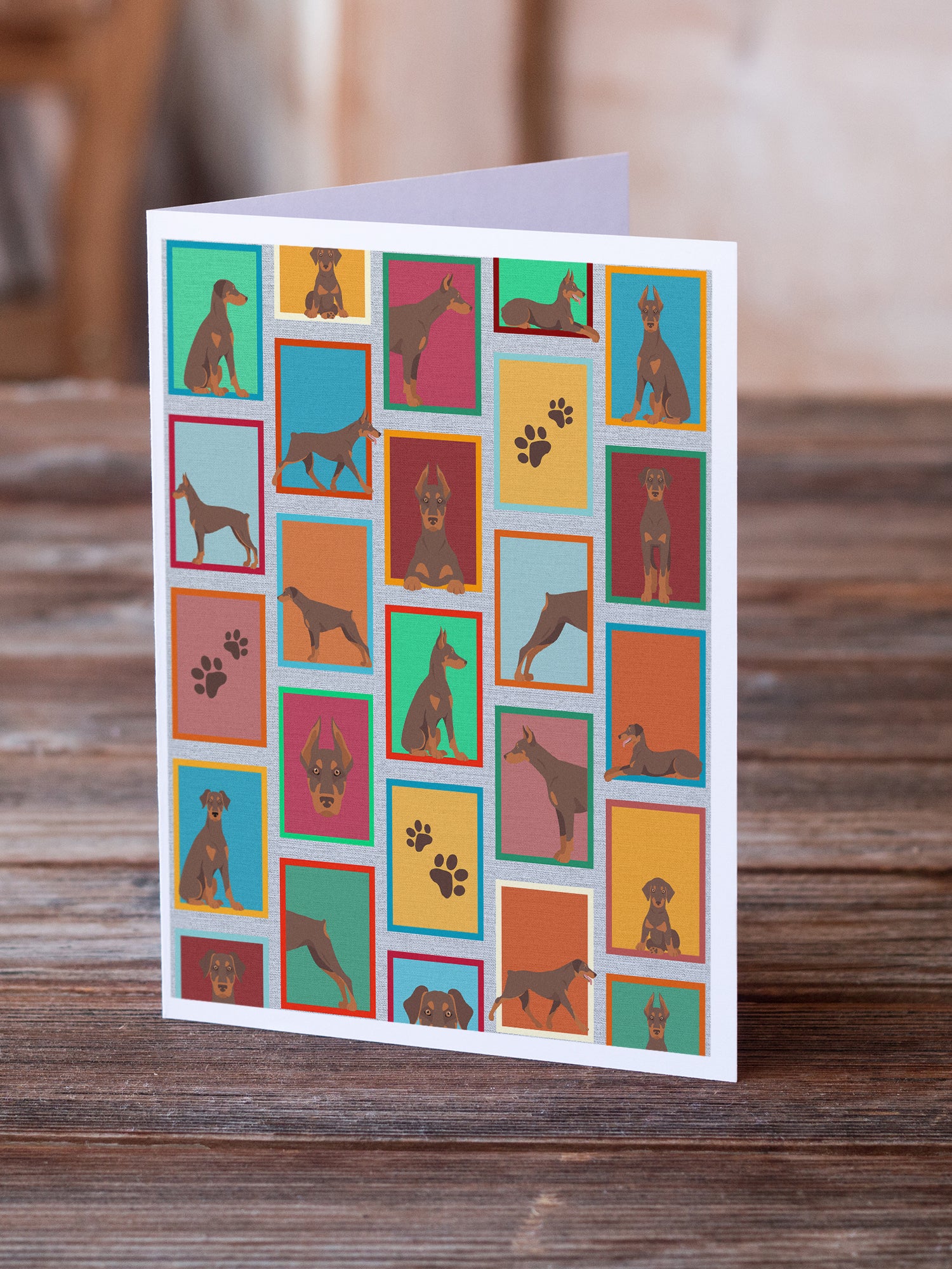Lots of Red Doberman Pinscher Greeting Cards and Envelopes Pack of 8 - the-store.com
