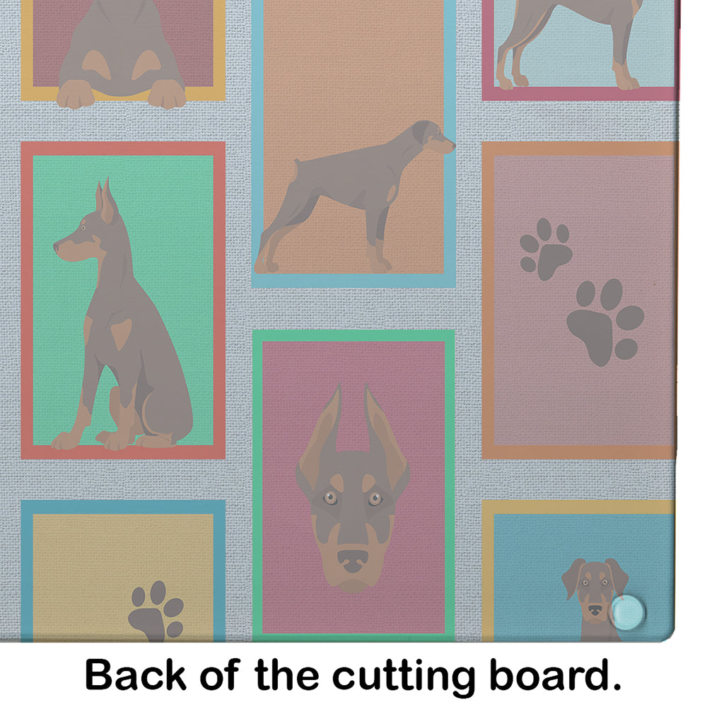 Lots of Red Doberman Pinscher Glass Cutting Board Large - the-store.com