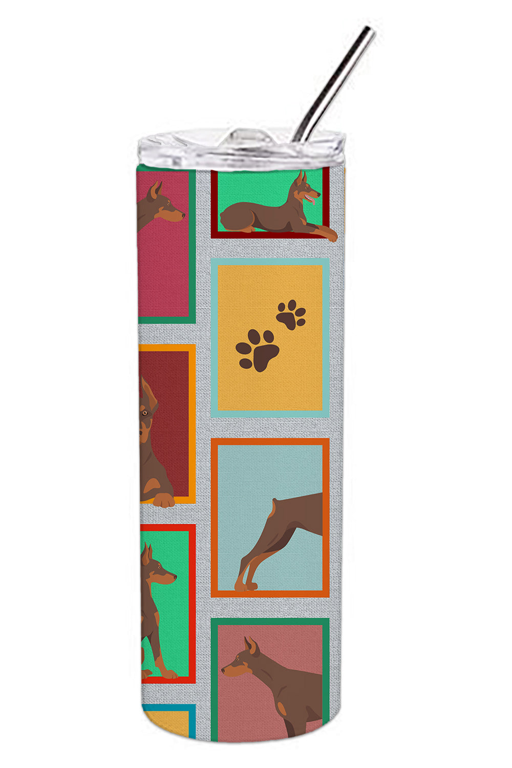 Lots of Red Doberman Pinscher Stainless Steel 20 oz Skinny Tumbler - the-store.com