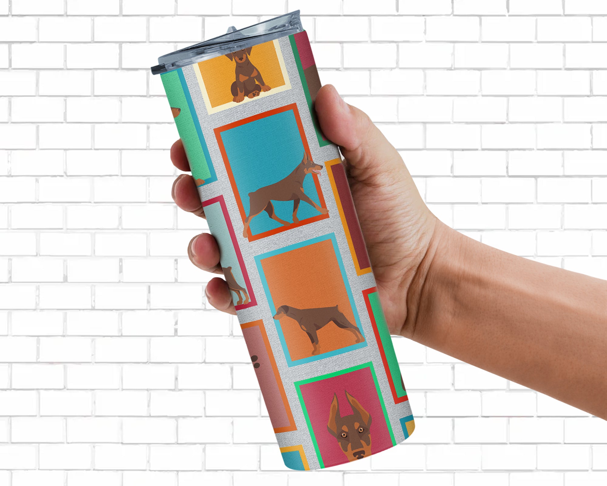 Lots of Red Doberman Pinscher Stainless Steel 20 oz Skinny Tumbler - the-store.com