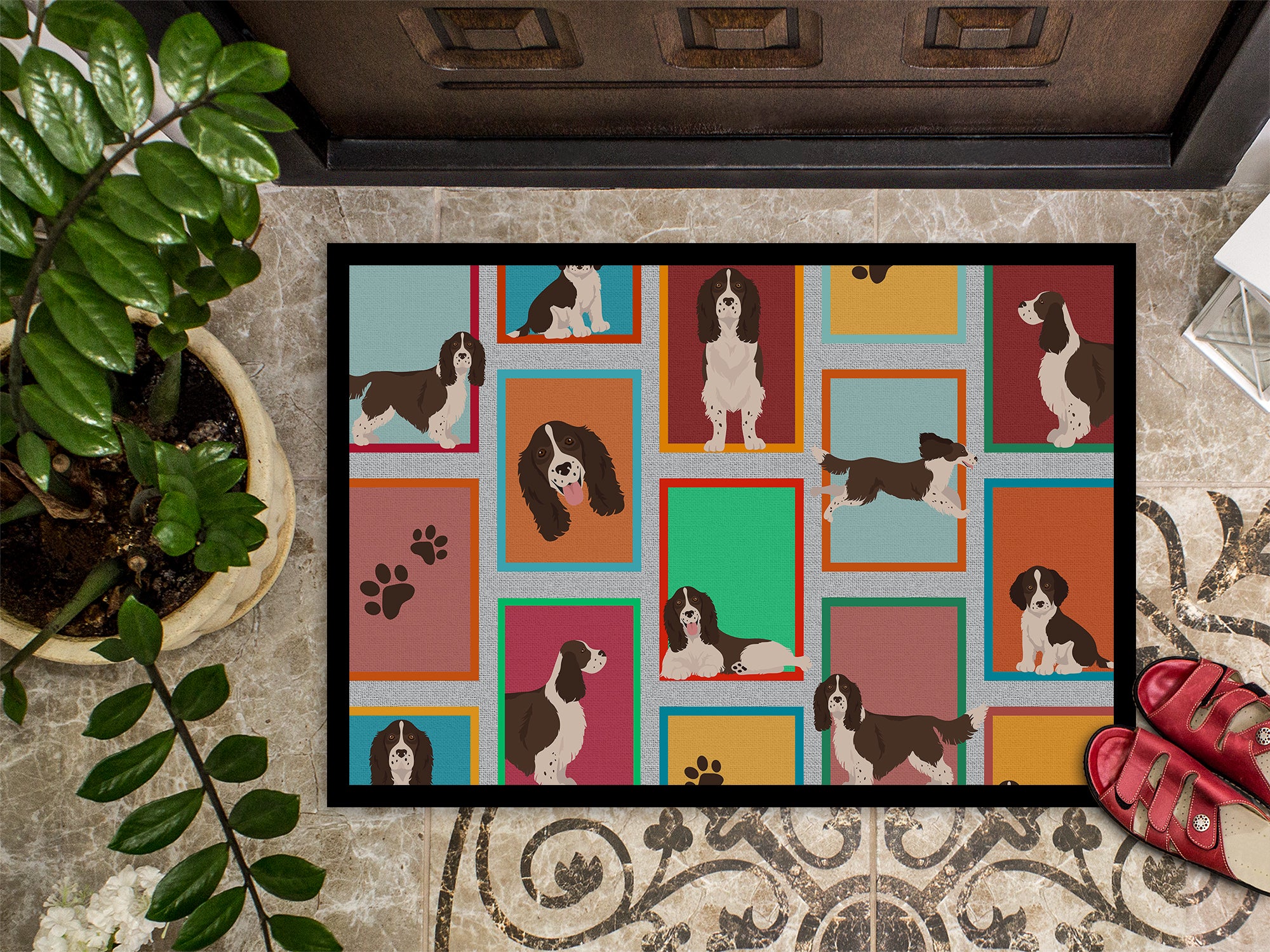 Lots of Liver English Springer Spaniel Indoor or Outdoor Mat 18x27 - the-store.com