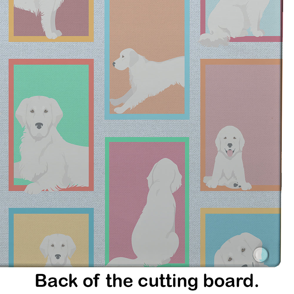 Lots of Cream Golden Retriever Glass Cutting Board Large - the-store.com