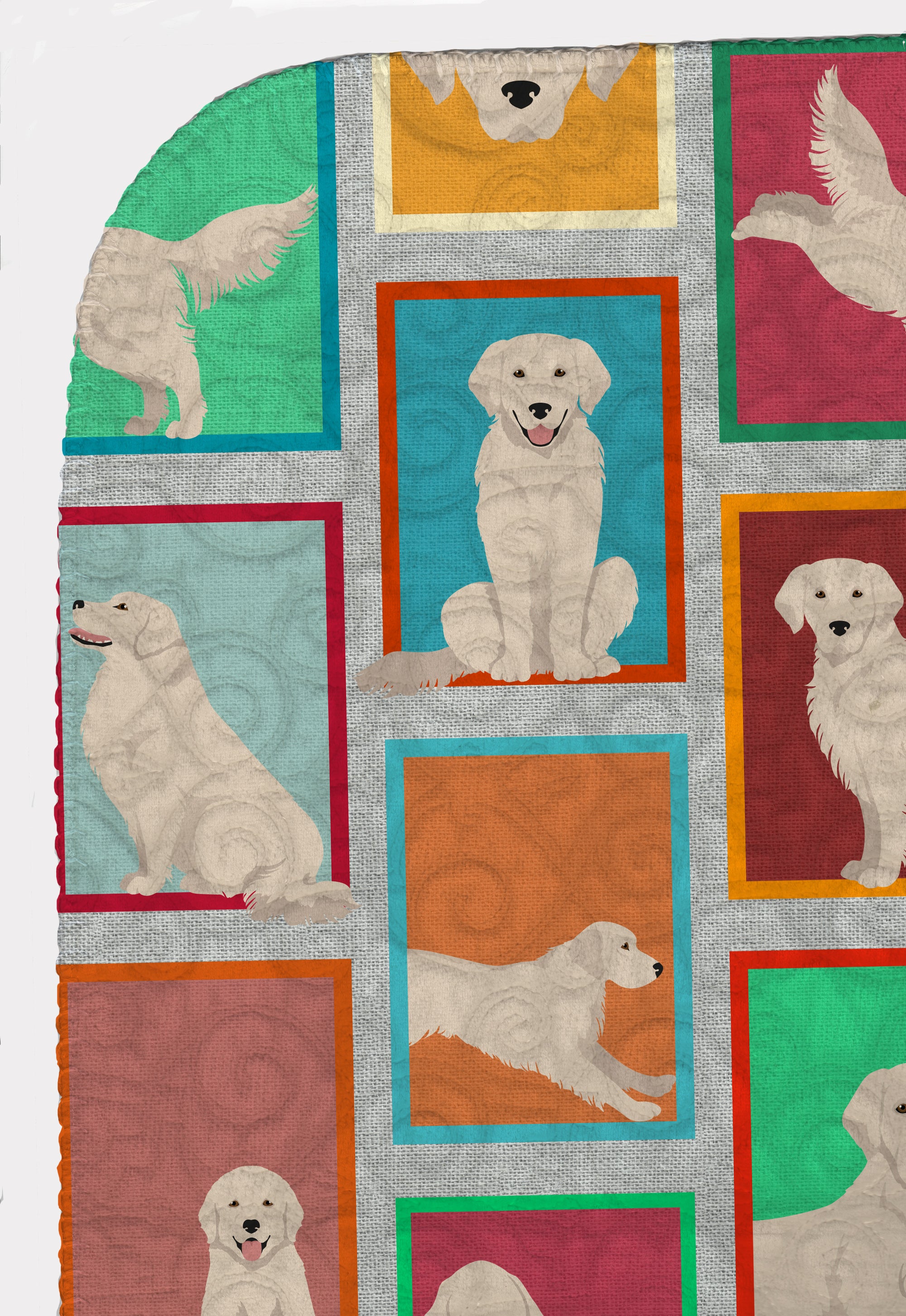 Lots of Cream Golden Retriever Quilted Blanket 50x60 - the-store.com