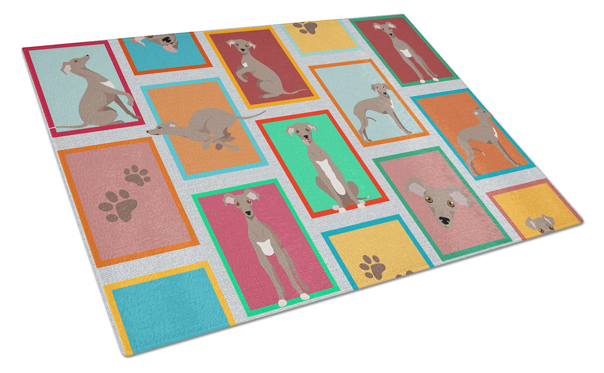 Buy this Lots of Fawn Italian Greyhound Glass Cutting Board Large