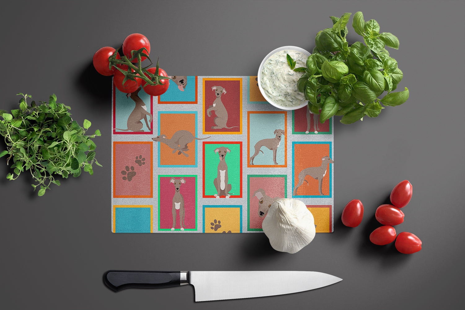 Lots of Fawn Italian Greyhound Glass Cutting Board Large - the-store.com