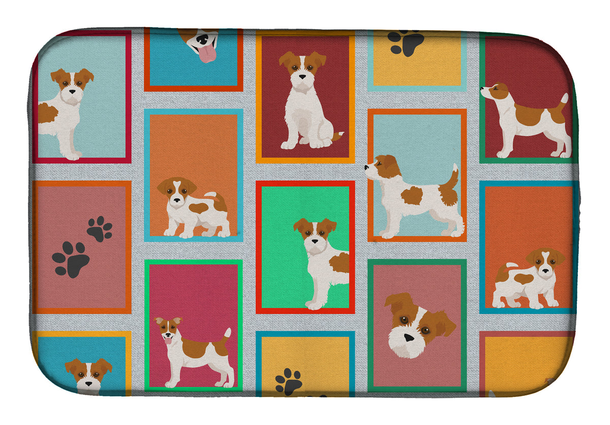 Lots of Red and White Jack Russell Terrier Dish Drying Mat  the-store.com.