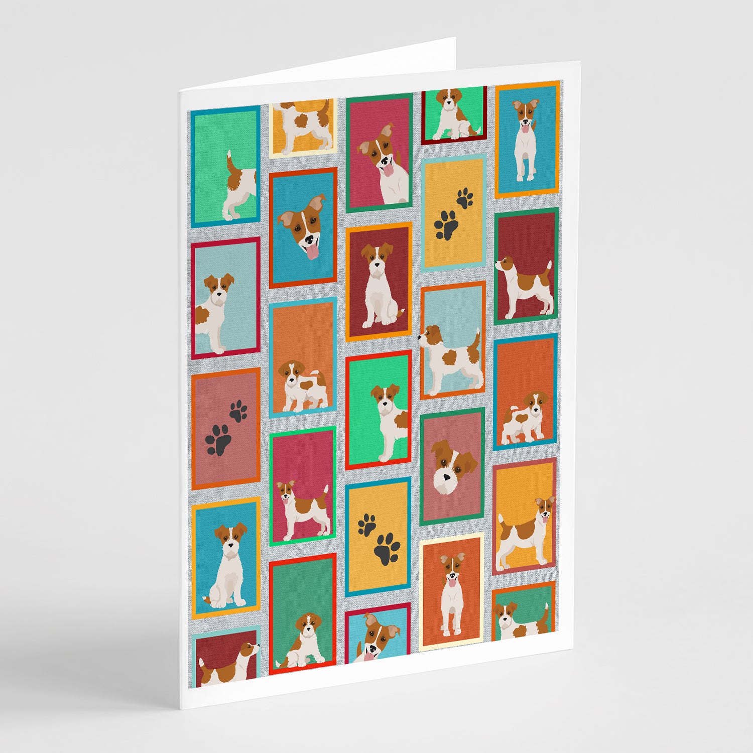 Buy this Lots of Red and White Jack Russell Terrier Greeting Cards and Envelopes Pack of 8