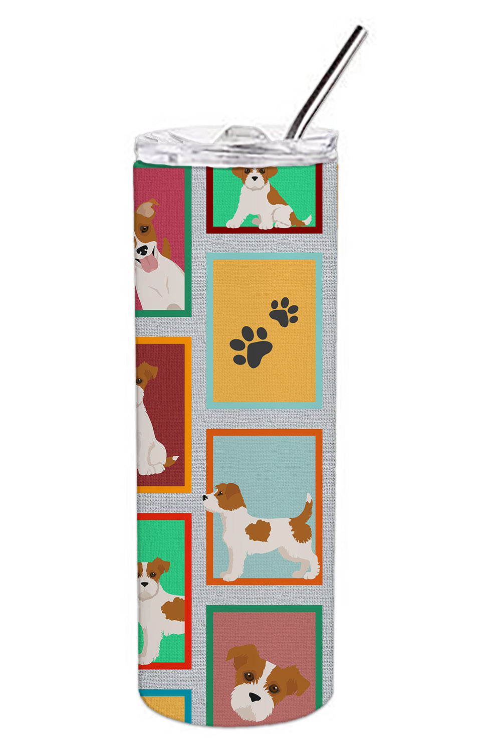 Lots of Red and White Jack Russell Terrier Stainless Steel 20 oz Skinny Tumbler - the-store.com