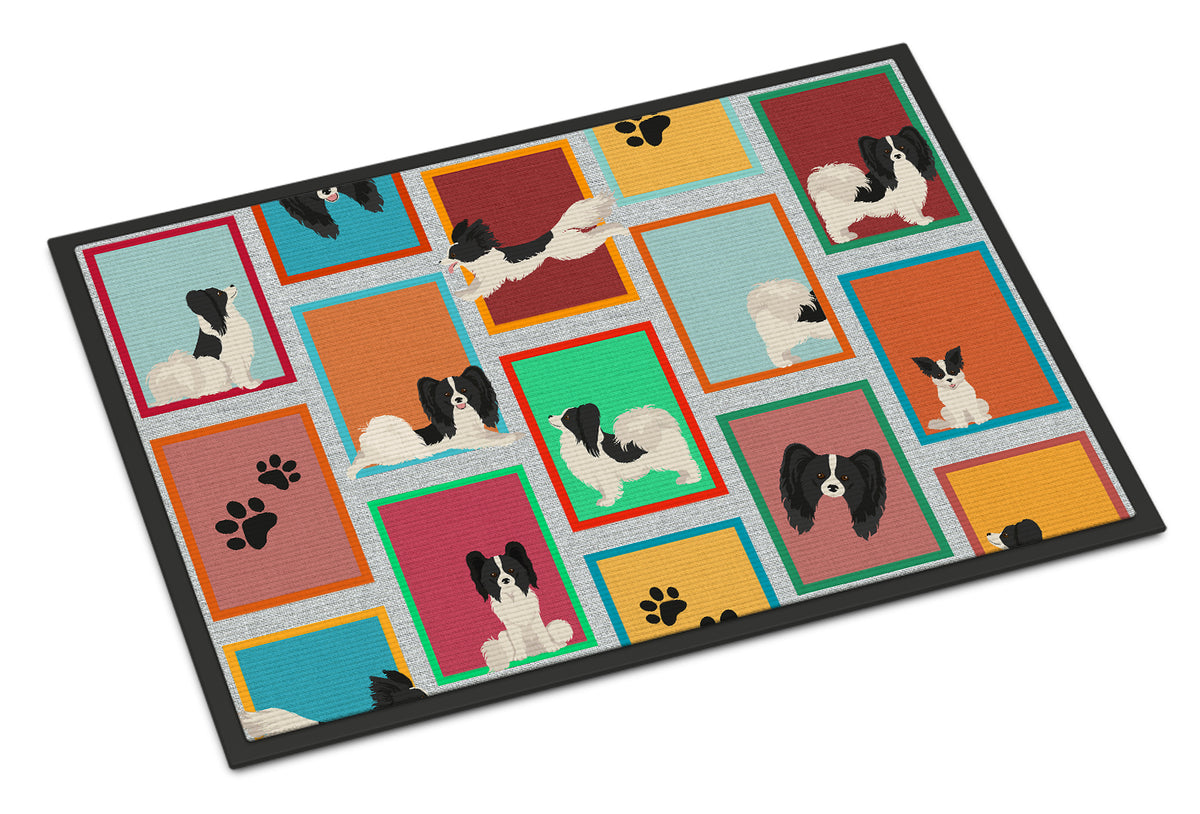 Buy this Lots of Black and Whtie Papillon Indoor or Outdoor Mat 24x36