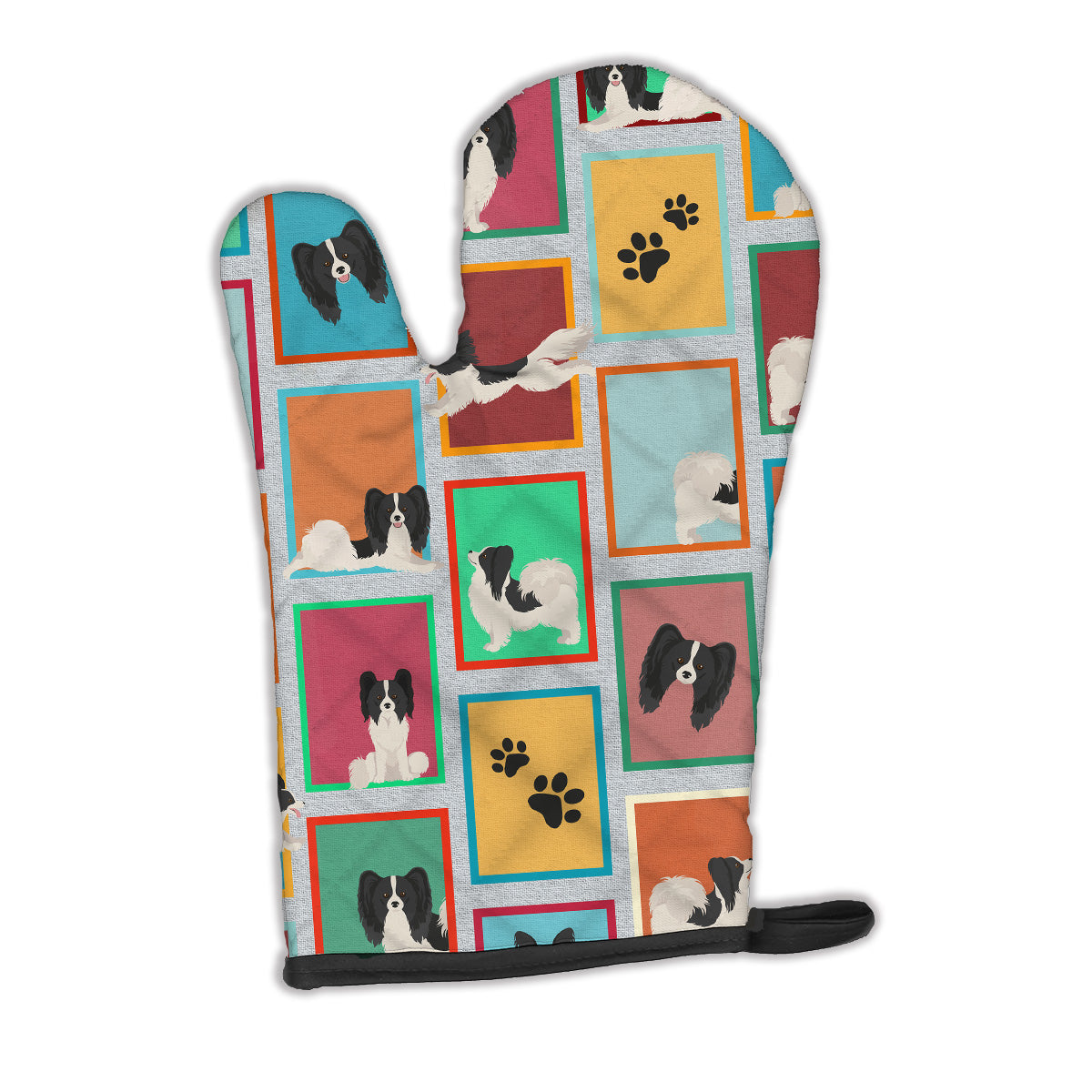 Lots of Black and Whtie Papillon Oven Mitt