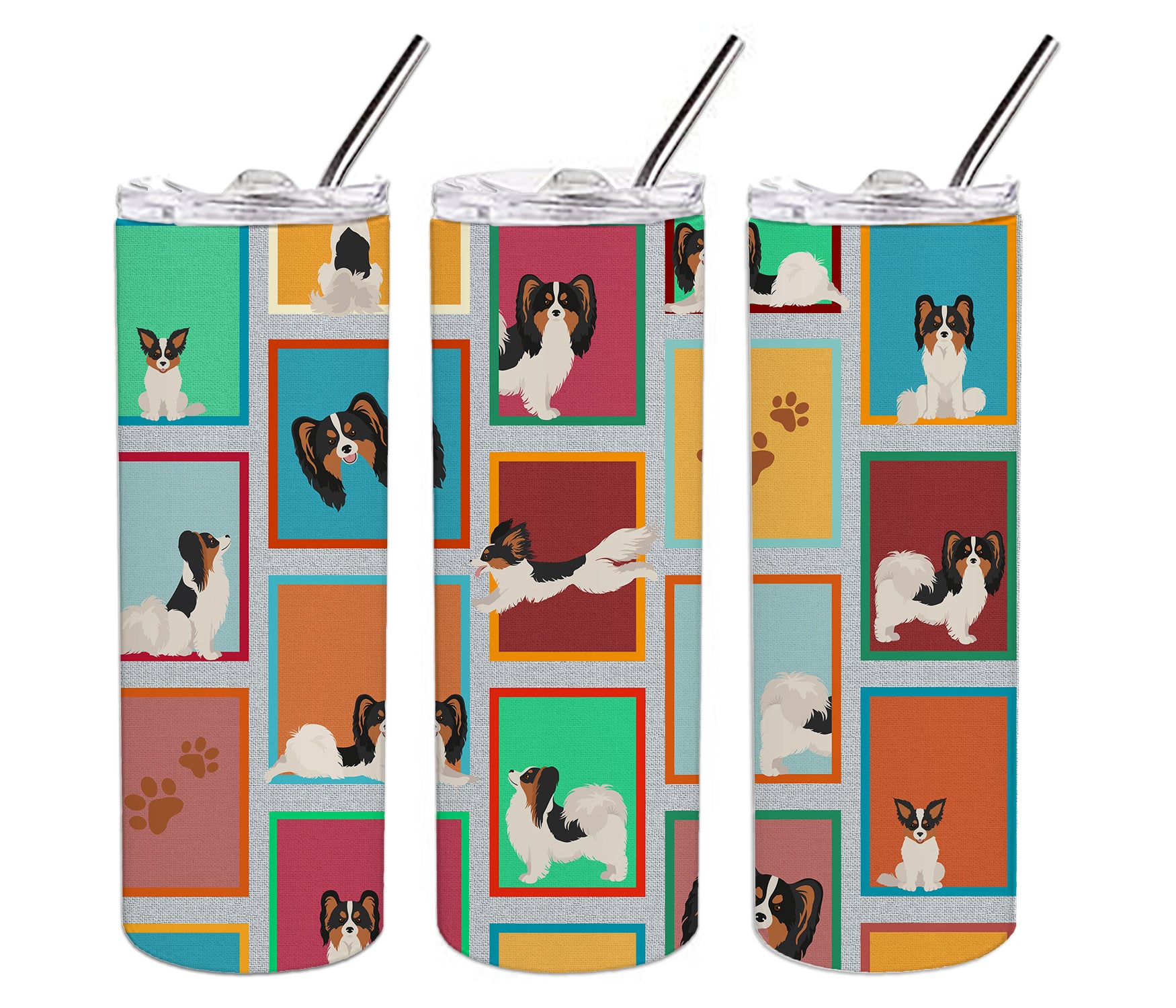 Lots of Tricolor Papillon Stainless Steel 20 oz Skinny Tumbler - the-store.com