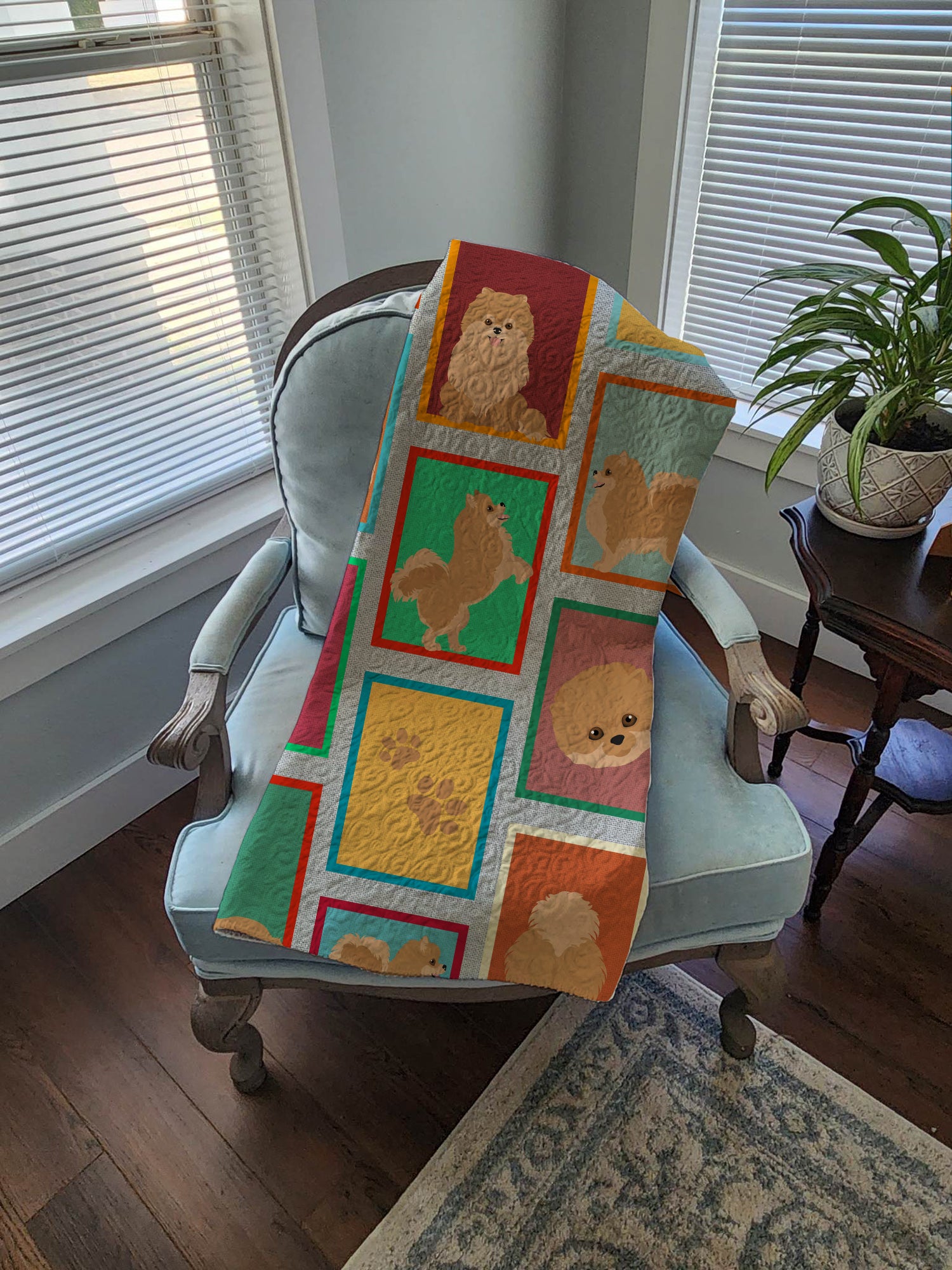 Lots of Orange Pomeranian Quilted Blanket 50x60 - the-store.com