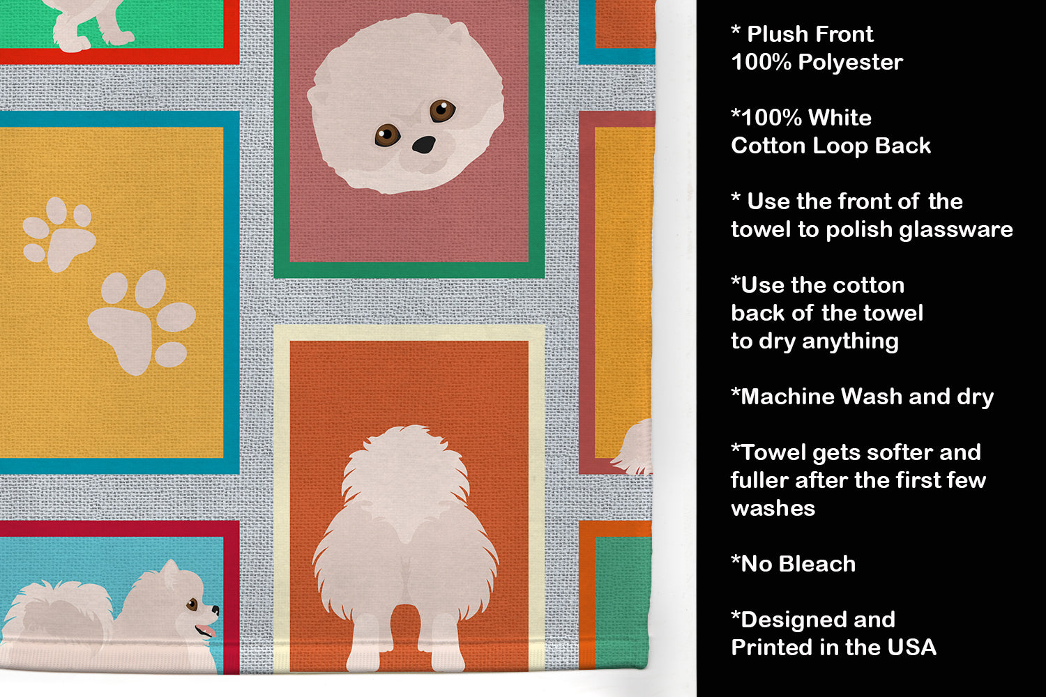 Lots of White Pomeranian Kitchen Towel - the-store.com
