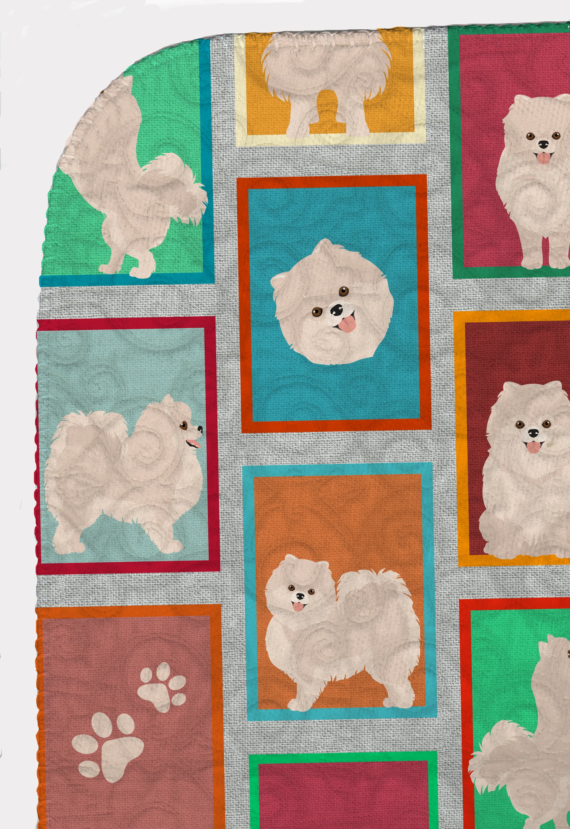 Lots of White Pomeranian Quilted Blanket 50x60 - the-store.com