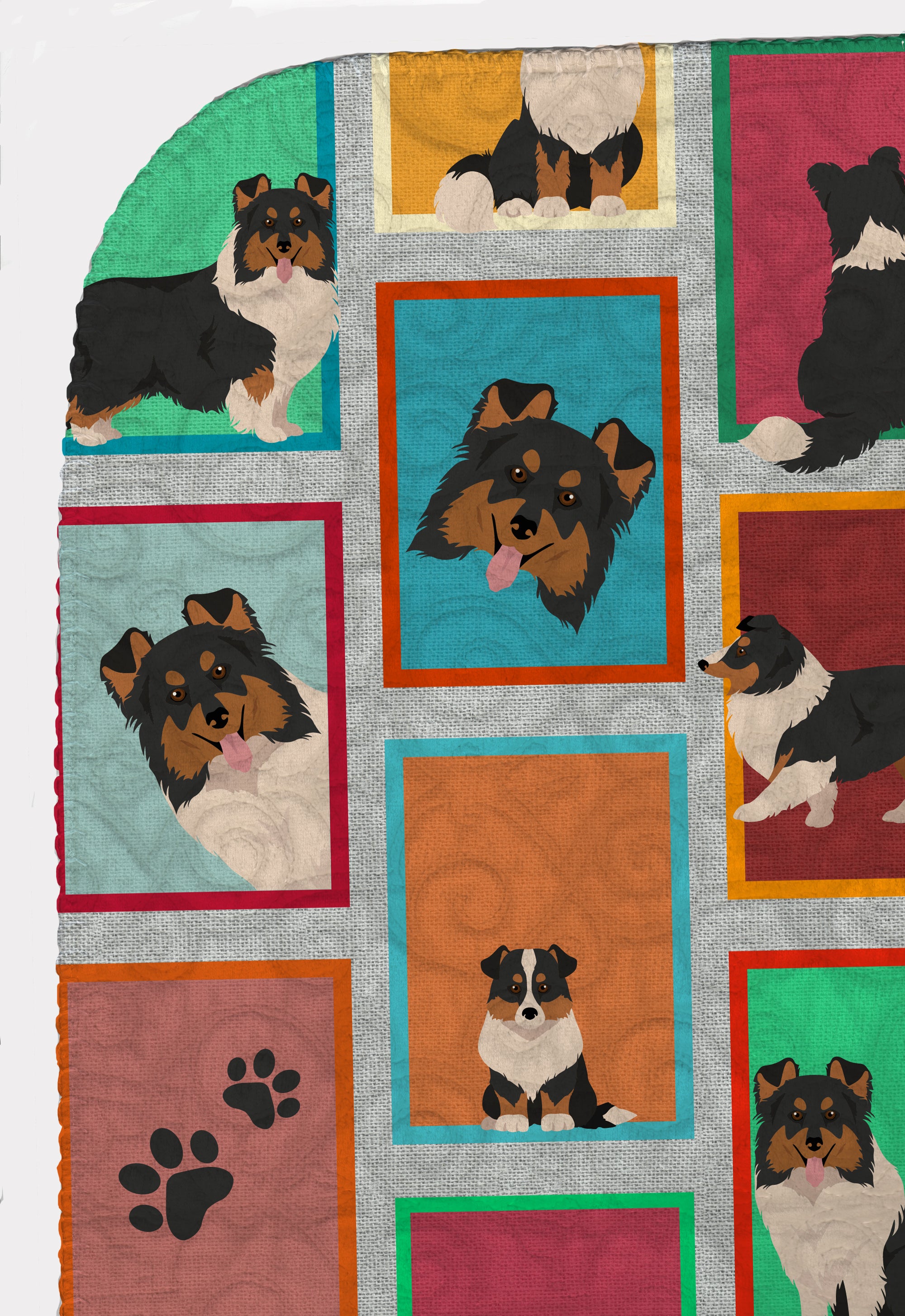 Lots of Tricolor Sheltie Quilted Blanket 50x60 - the-store.com