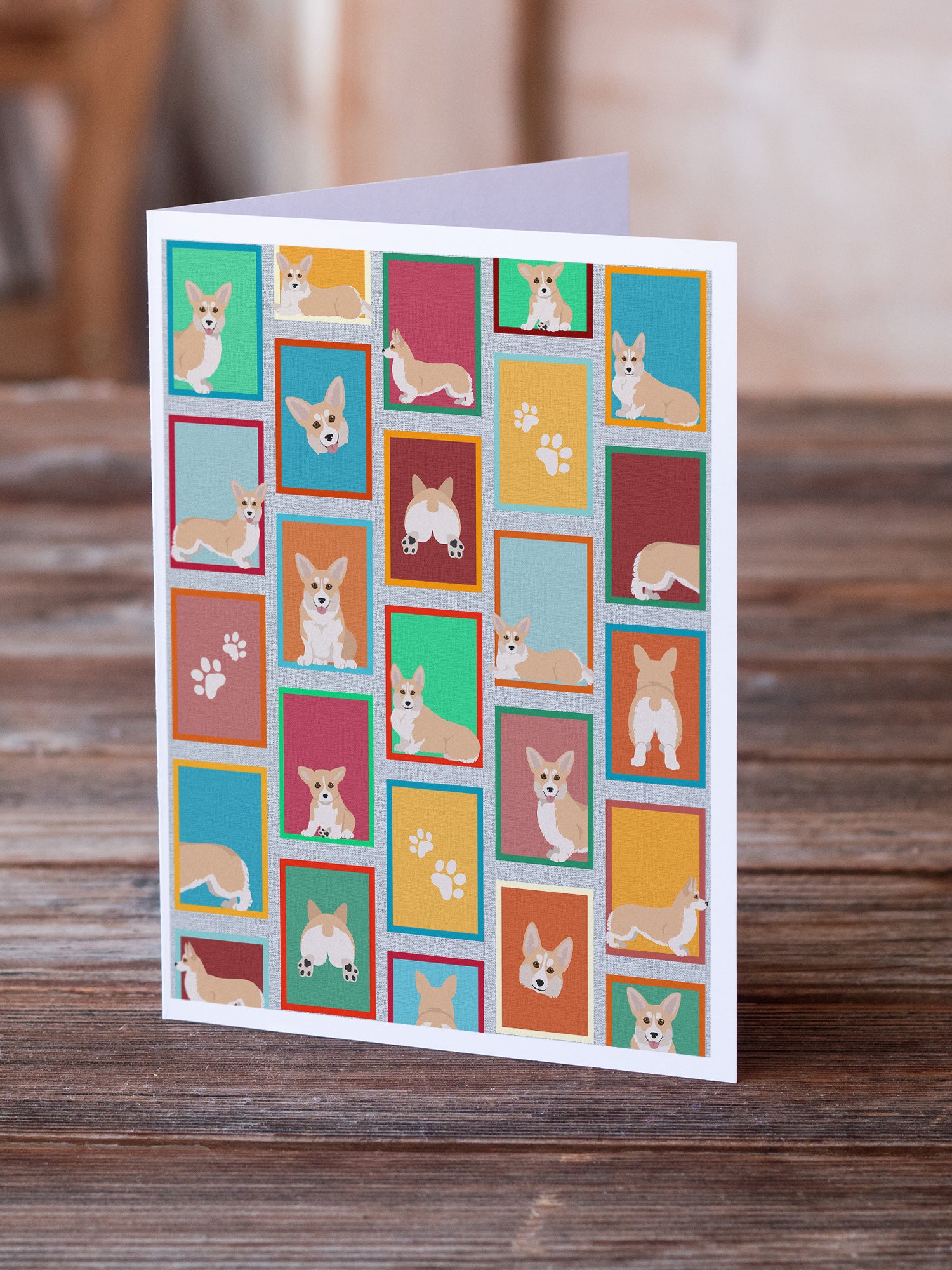 Lots of Fawn Pembroke Corgi Greeting Cards and Envelopes Pack of 8 - the-store.com