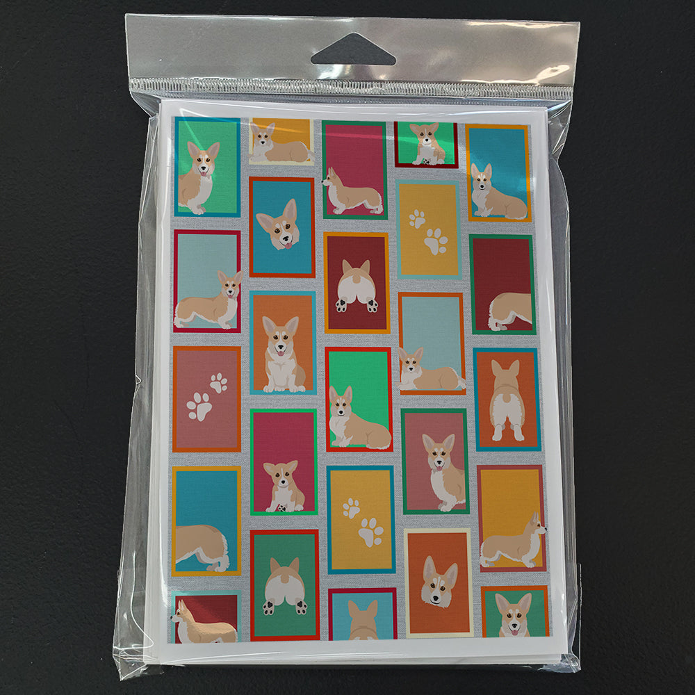 Lots of Fawn Pembroke Corgi Greeting Cards and Envelopes Pack of 8 - the-store.com