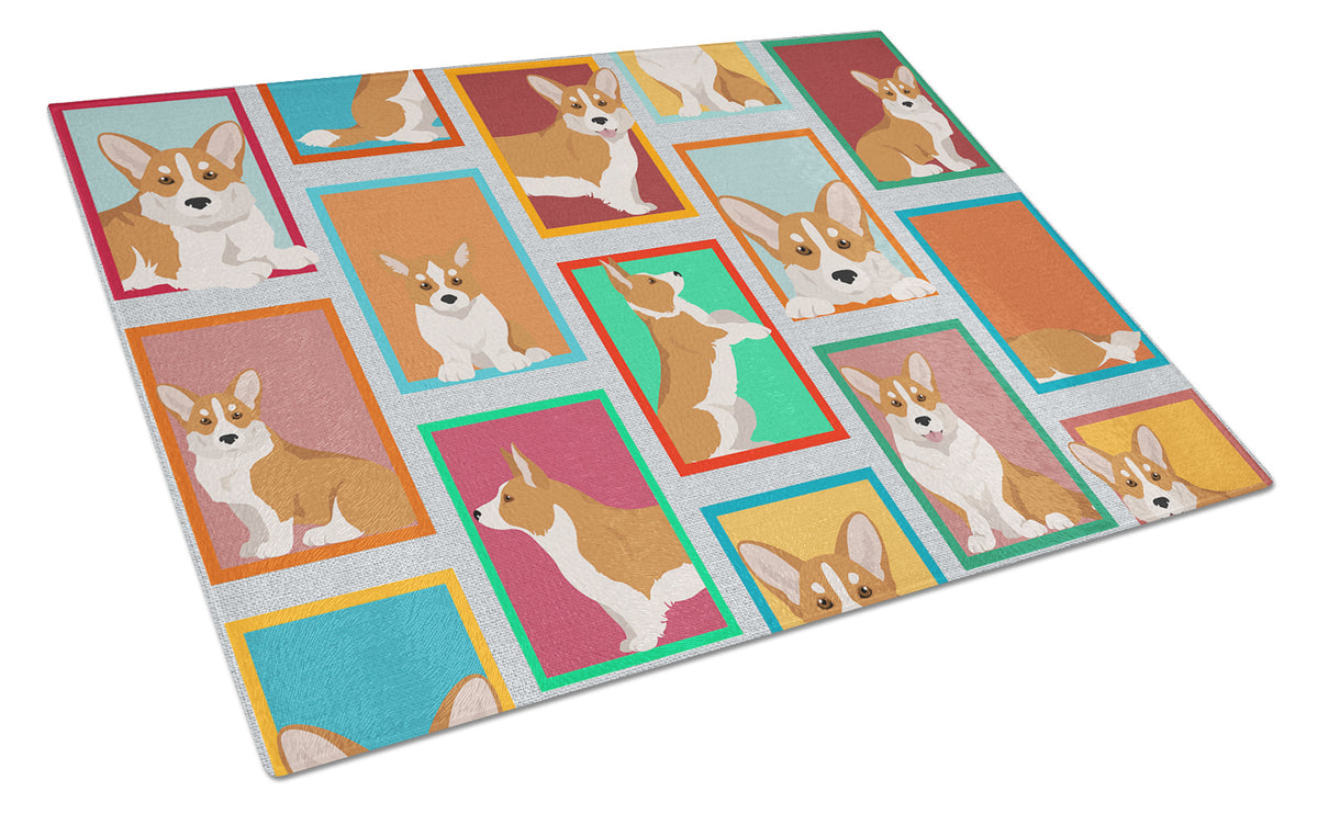 Buy this Lots of Red Cardigan Corgi Glass Cutting Board Large