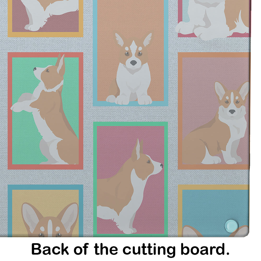 Lots of Red Cardigan Corgi Glass Cutting Board Large - the-store.com