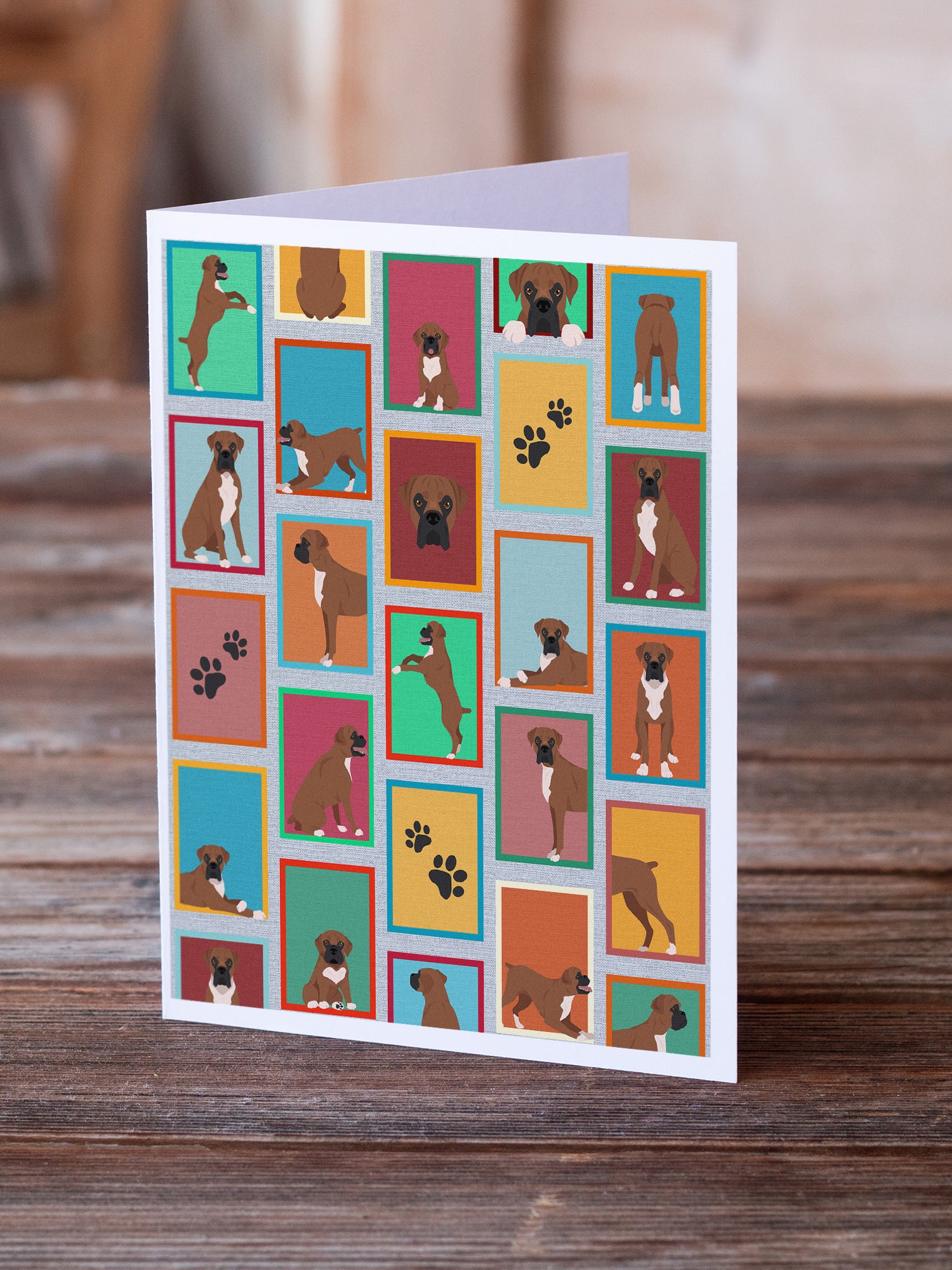 Lots of Black Face Boxer Greeting Cards and Envelopes Pack of 8 - the-store.com