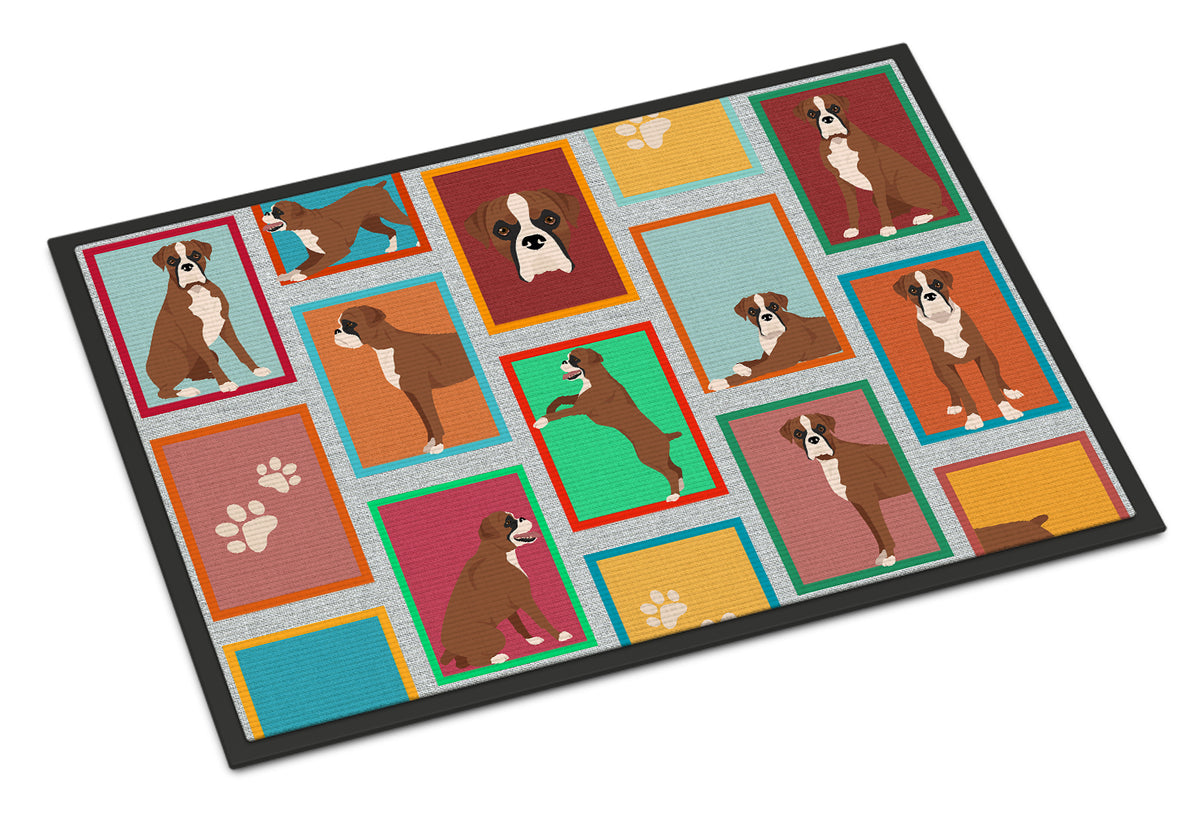 Caroline's Treasures Lots of Flashy Fawn Boxer Doormat - 18x27 Decorative Floor Mat – Indoor/Outdoor Rug with Artistic Flair