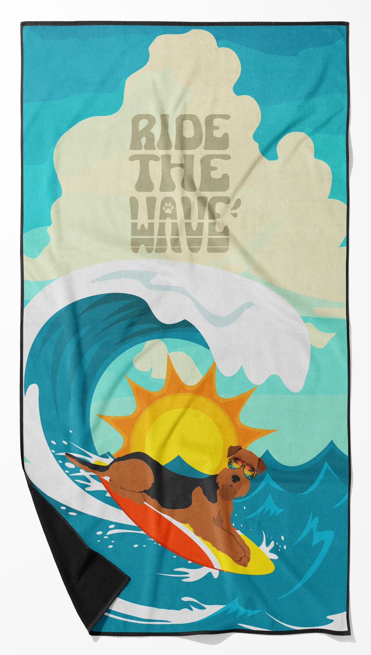 Buy this Surfer Dog Airedale Terrier Premium Beach Towel