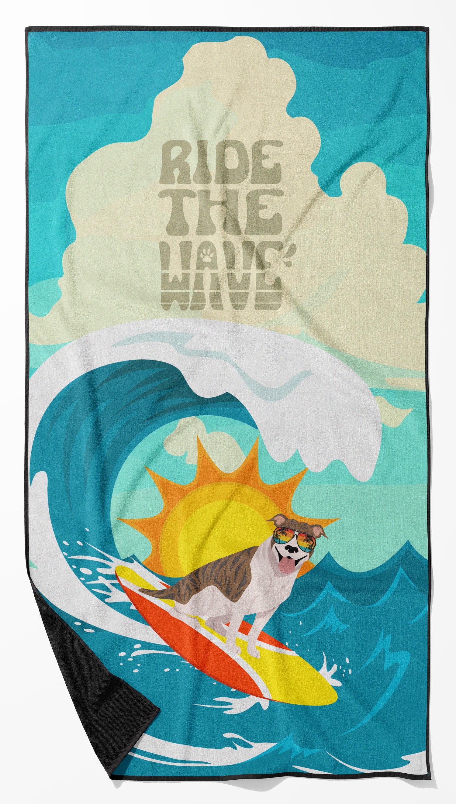 Buy this Surfer Dog Brindle Pit Bull Terrier Premium Beach Towel