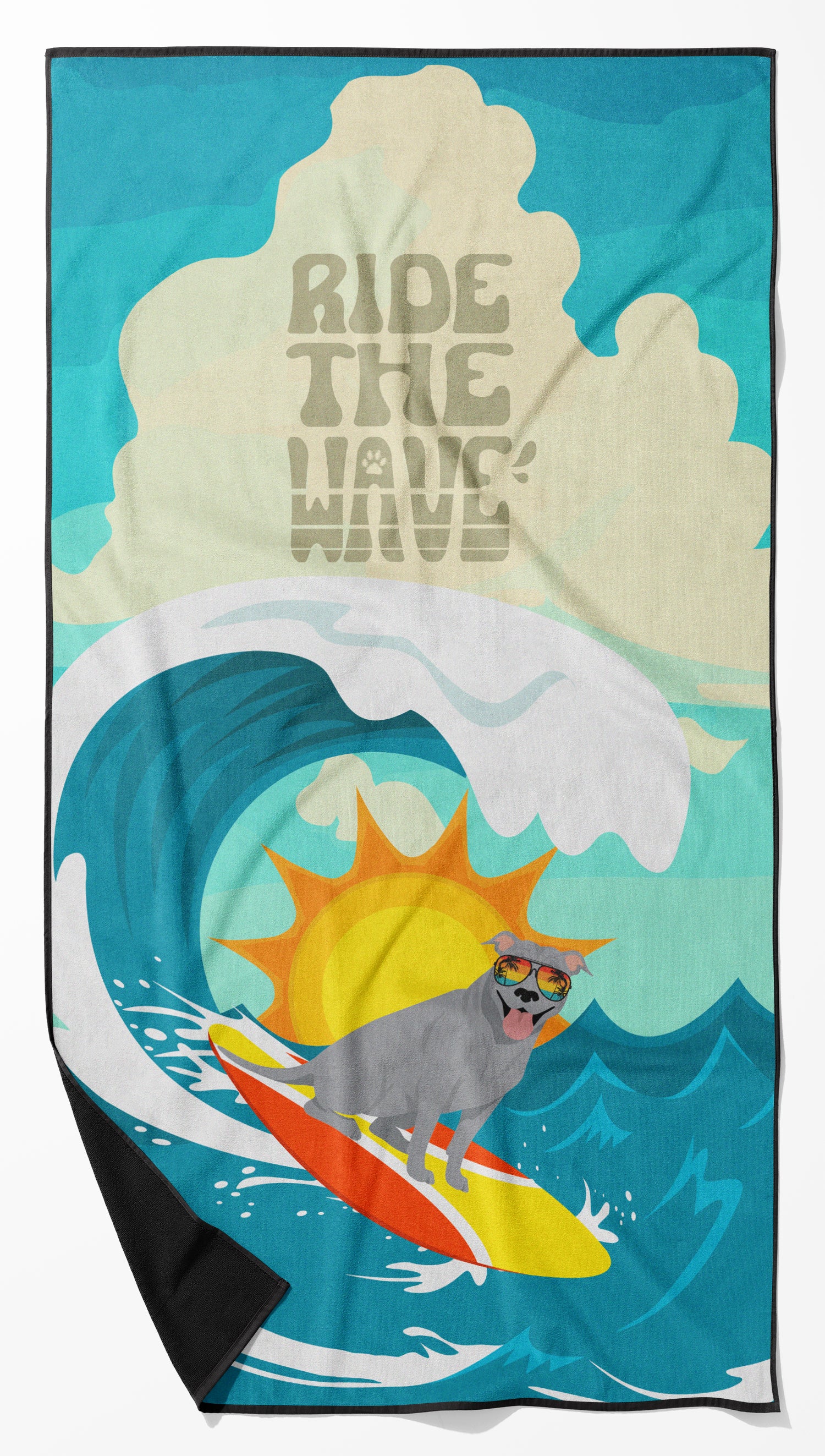 Buy this Surfer Dog Blue Pit Bull Terrier Premium Beach Towel