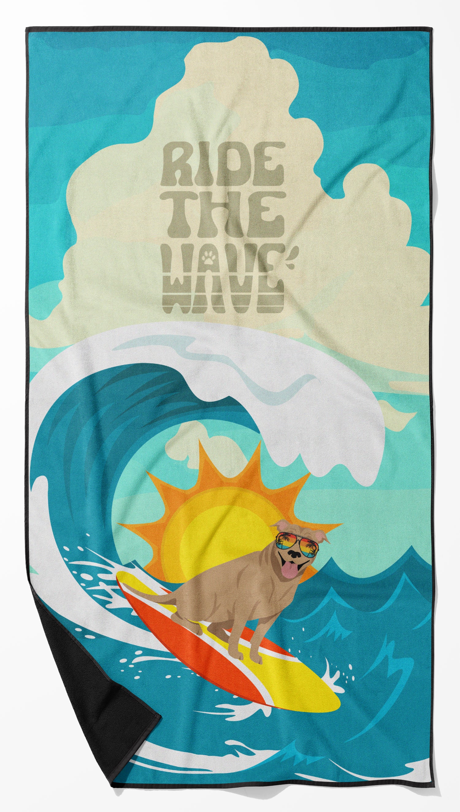 Buy this Surfer Dog Tan Pit Bull Terrier Premium Beach Towel