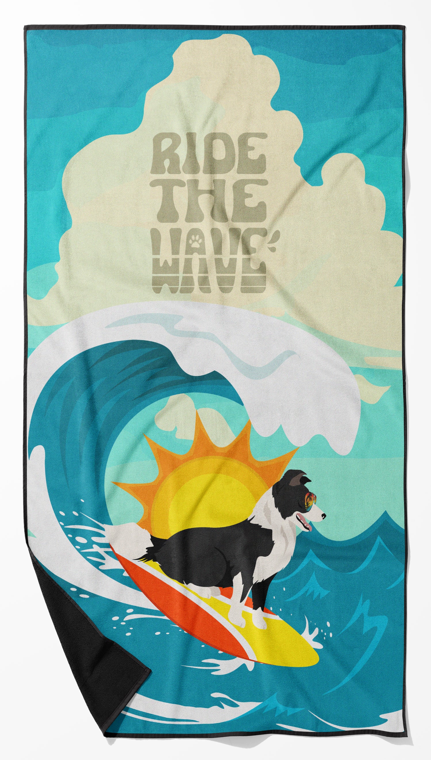 Buy this Surfer Dog Border Collie Premium Beach Towel