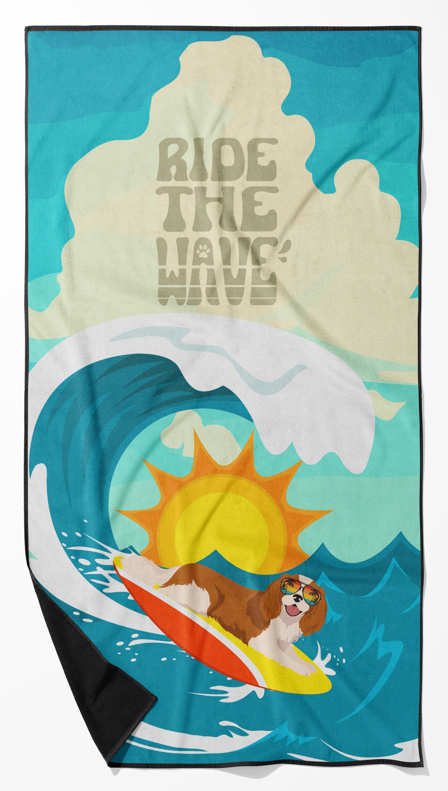 Buy this Surfer Dog Blenheim Cavalier Spaniel Premium Beach Towel