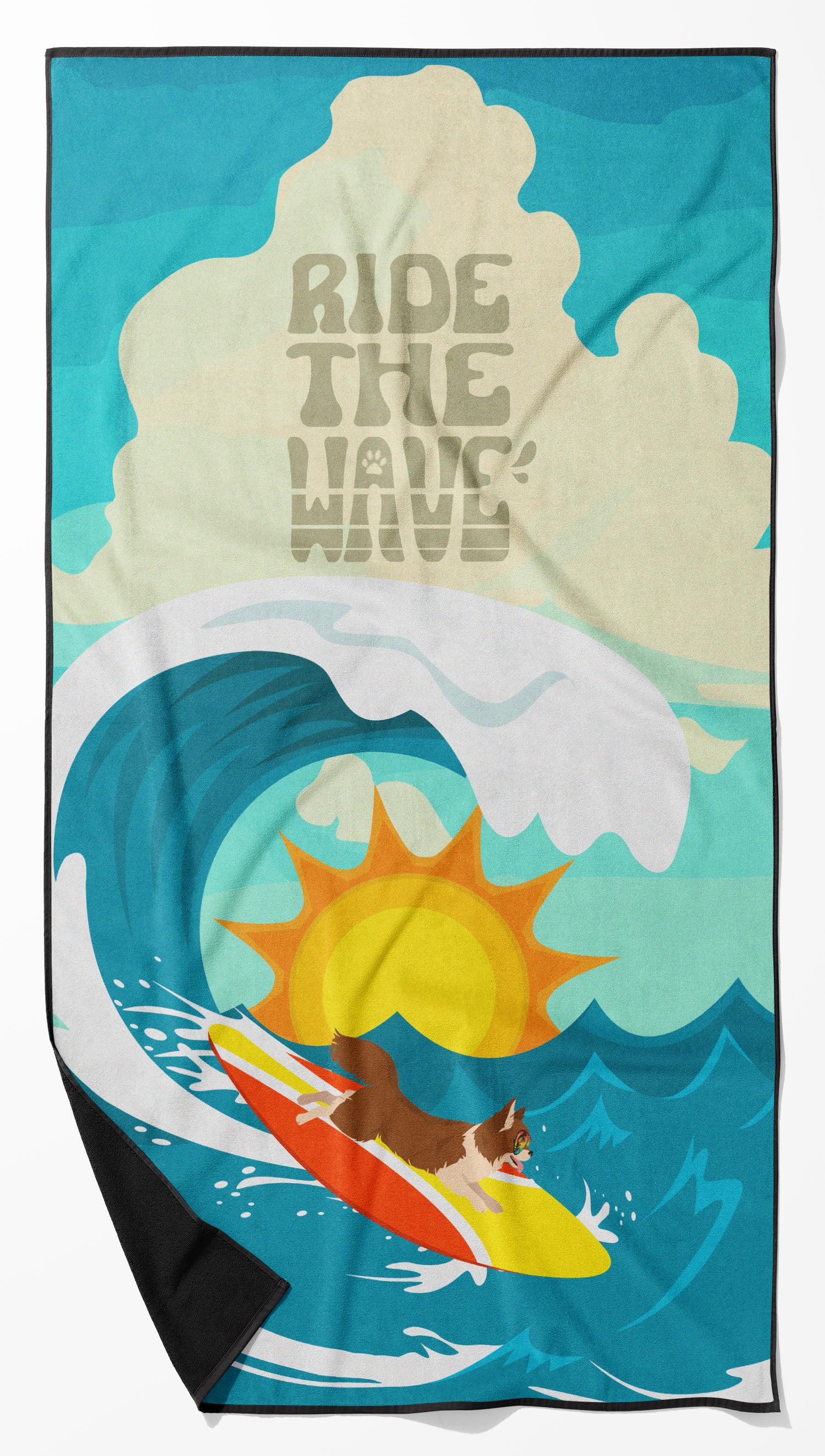 Buy this Surfer Dog Longhair Brown White Chihuahua Premium Beach Towel