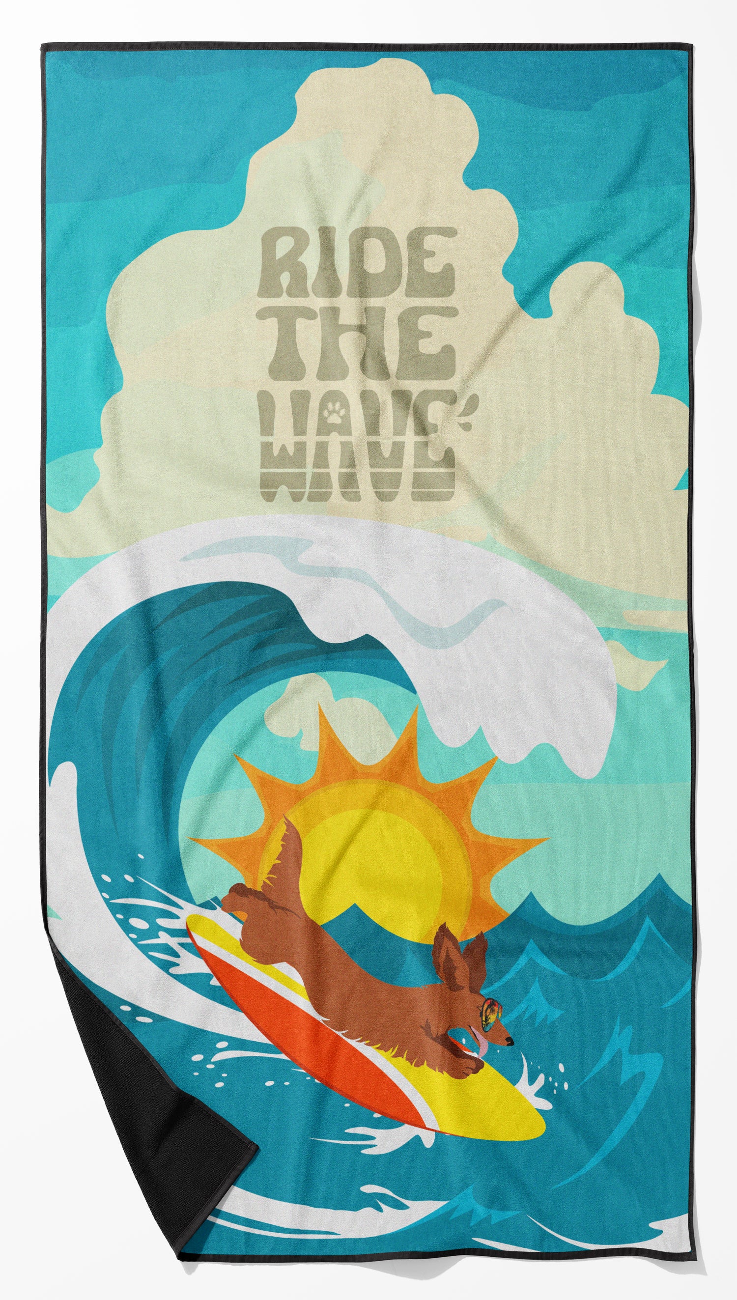 Buy this Surfer Dog Longhair Red Dachshund Premium Beach Towel