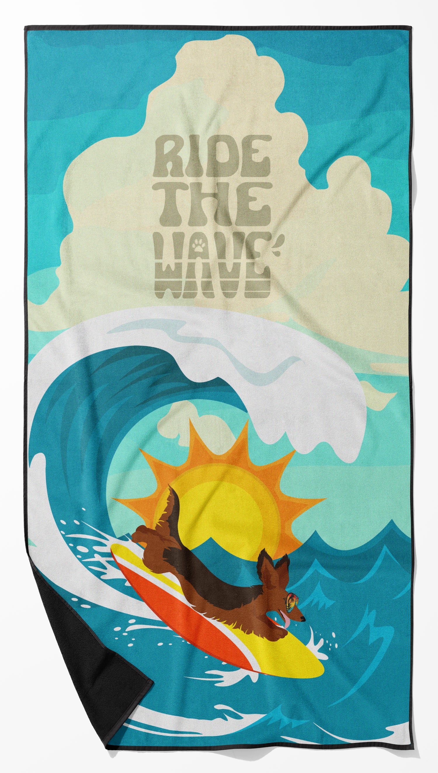 Buy this Surfer Dog Longhair Sable Dachshund Premium Beach Towel