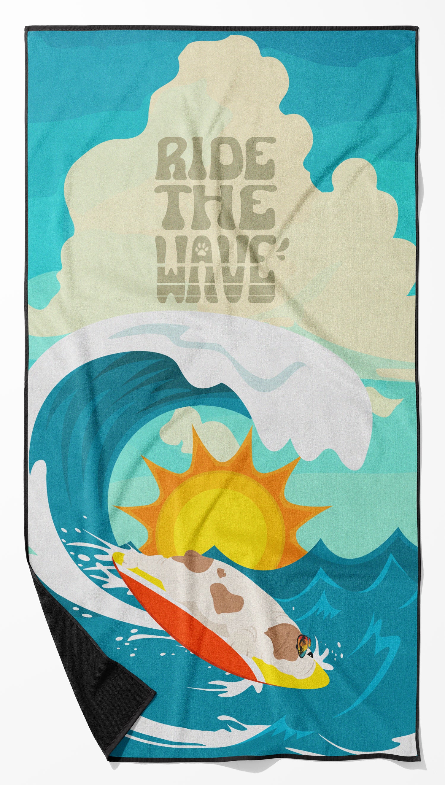 Buy this Surfer Dog Piebald English Bulldog Premium Beach Towel
