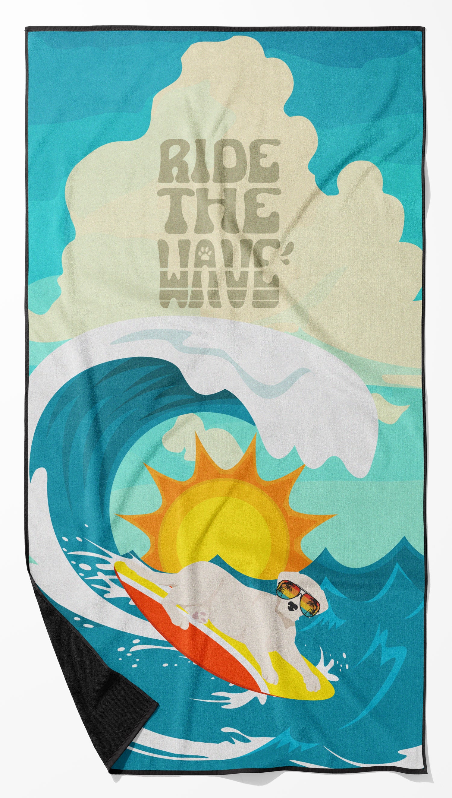 Buy this Surfer Dog Cream Labrador Retriever Premium Beach Towel
