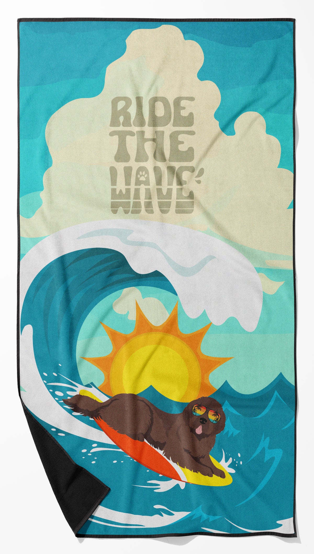 Buy this Surfer Dog Brown Newfoundland Premium Beach Towel