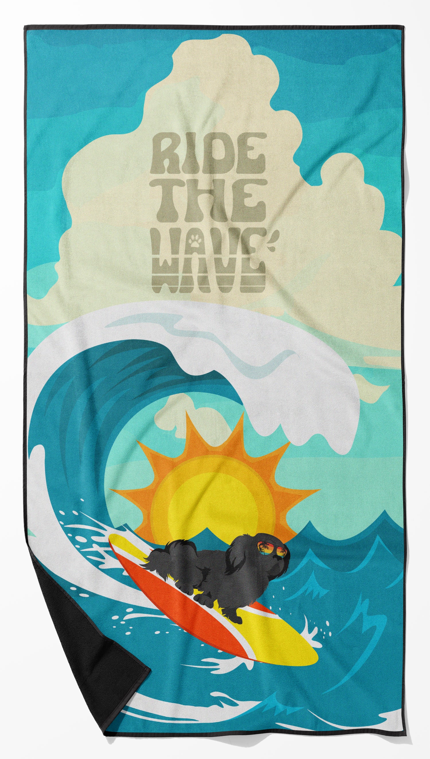 Buy this Surfer Dog Black Pekingese Premium Beach Towel