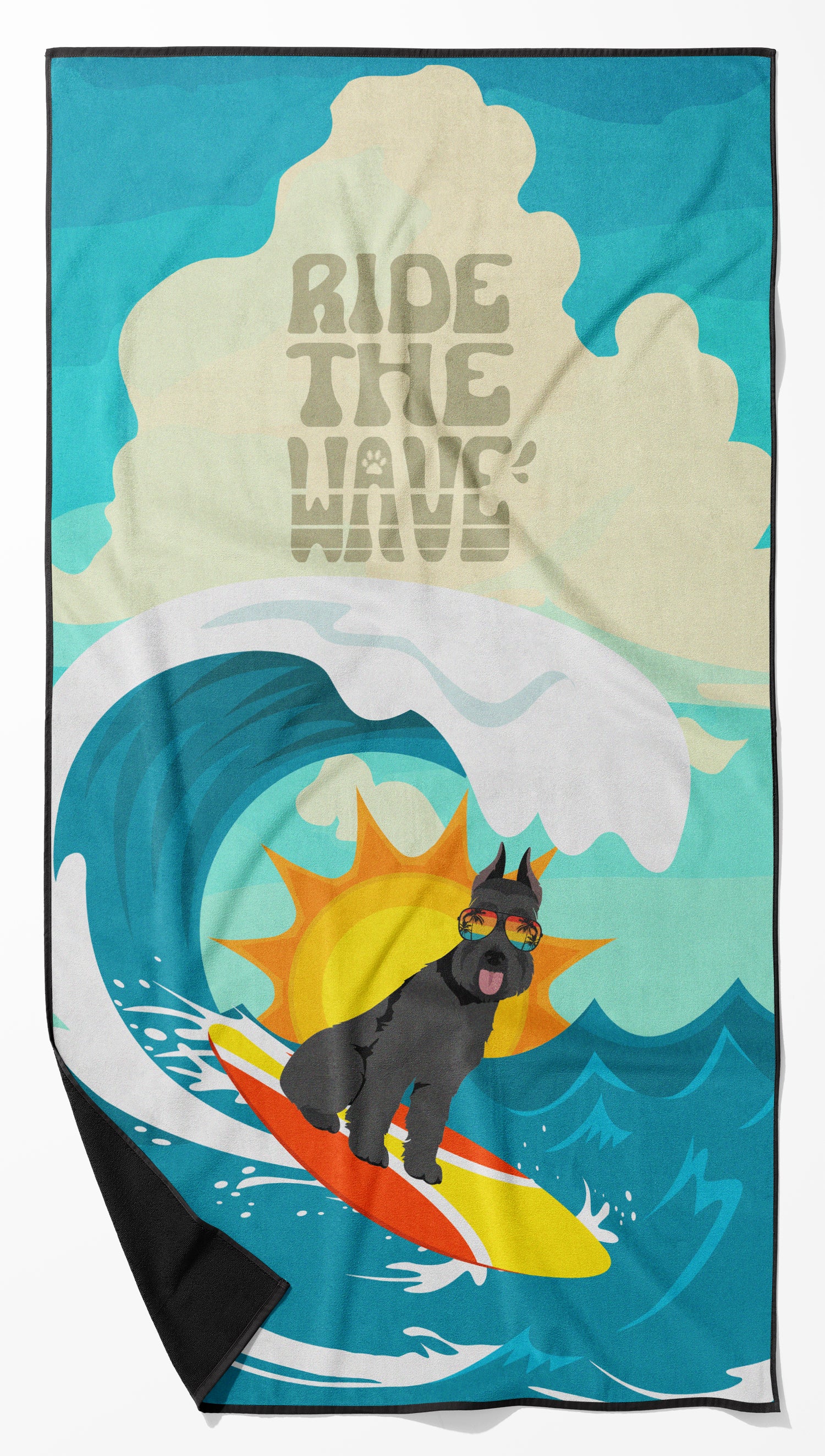 Buy this Surfer Dog Black Schnauzer Premium Beach Towel