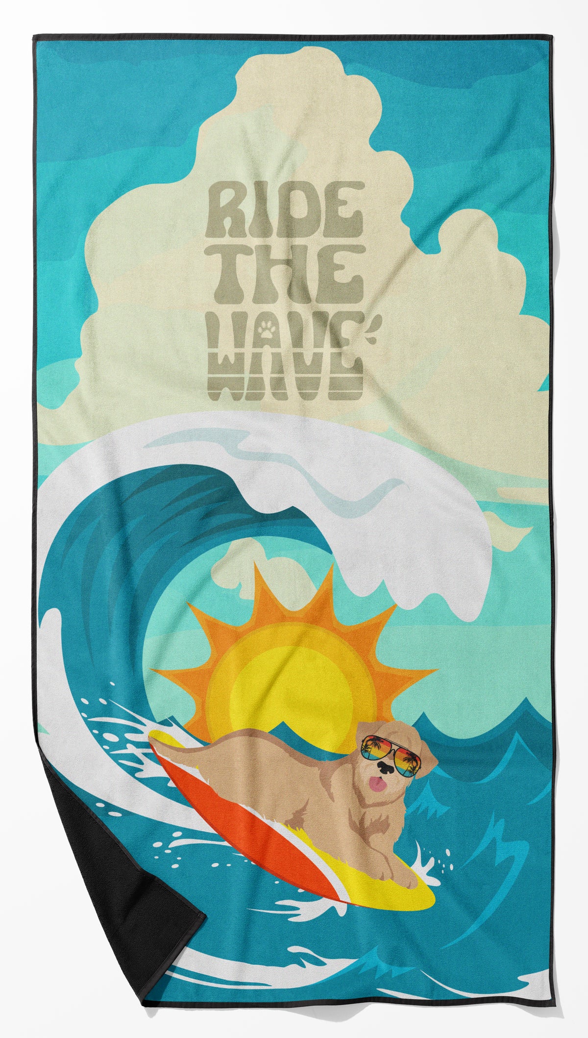 Caroline's Treasures Surfer Dog Red Wheaten Terrier Beach Towel – Premium Towel Large, Colorful, and Ultra-Soft for Pool or Beach