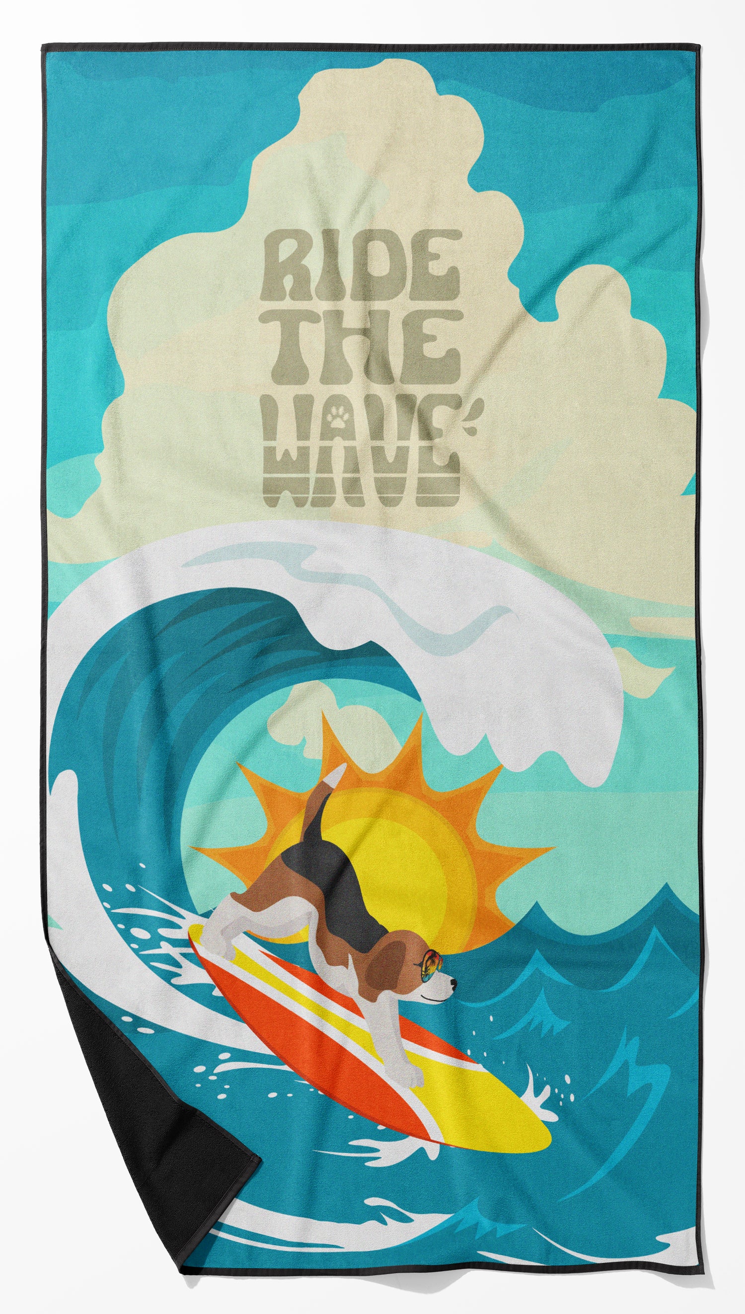 Buy this Surfer Dog Beagle Premium Beach Towel