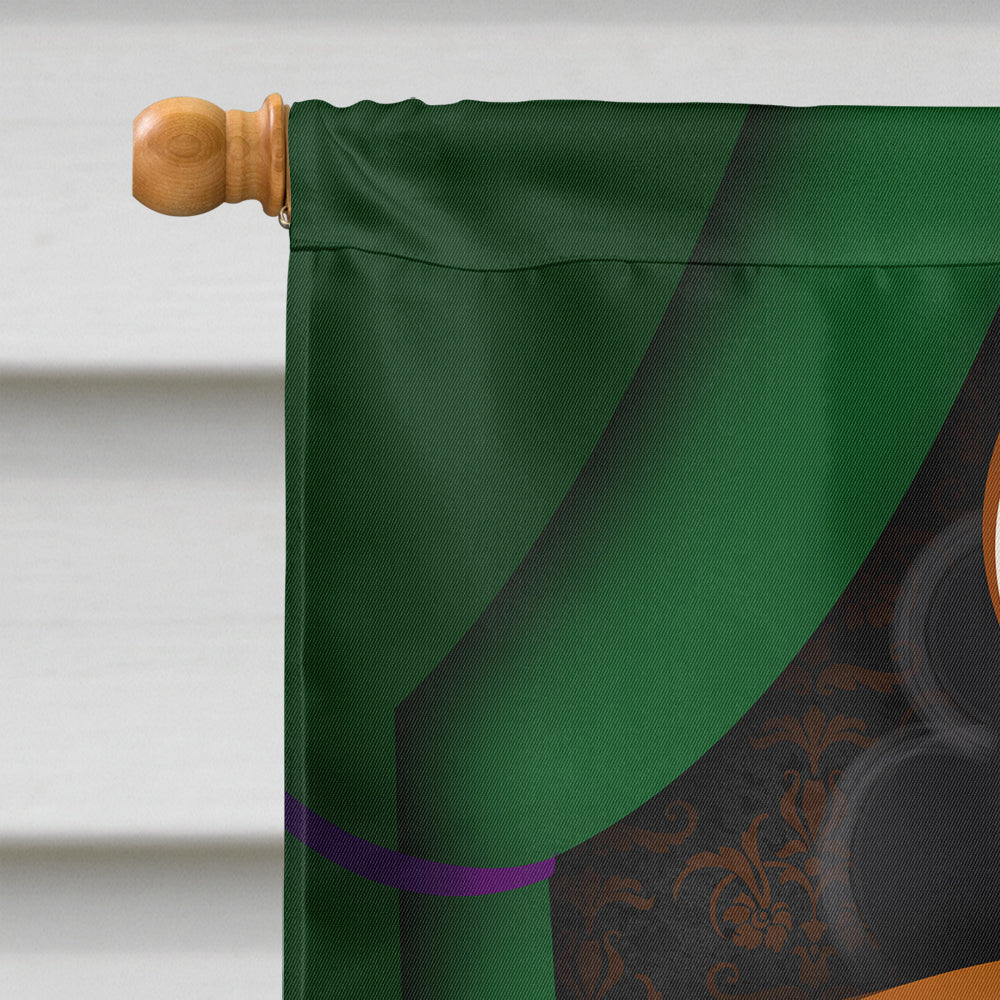 Longhaired Dachshund Halloween House Flag